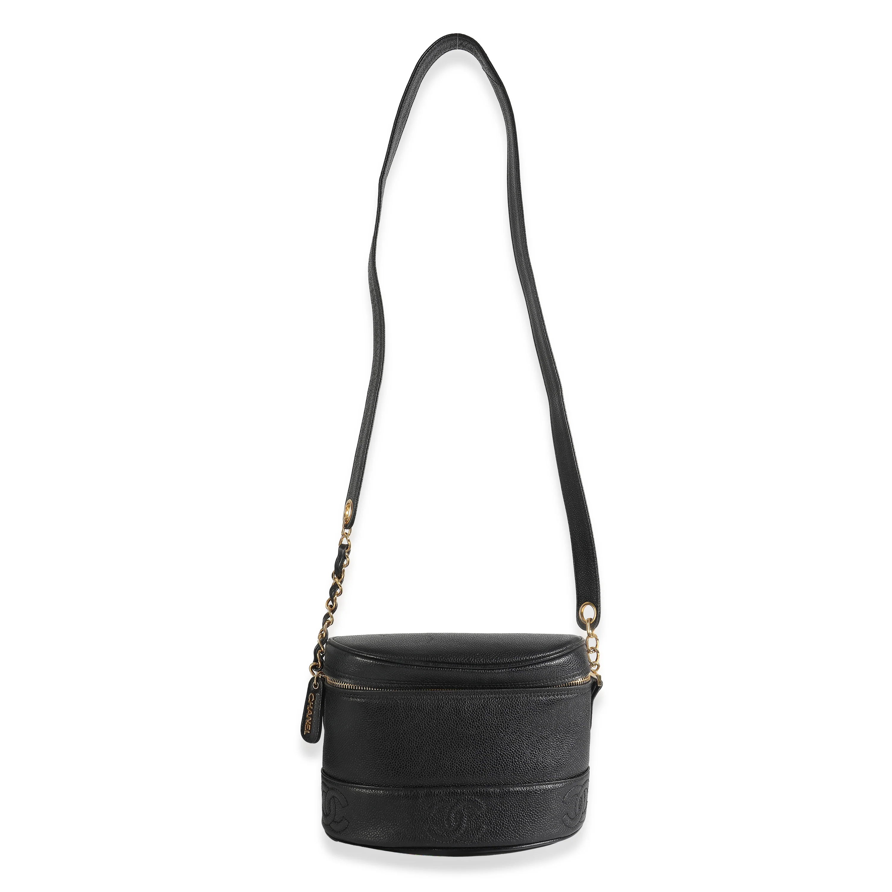 Vintage Black Caviar Triple CC Crossbody Handbag - Image 8