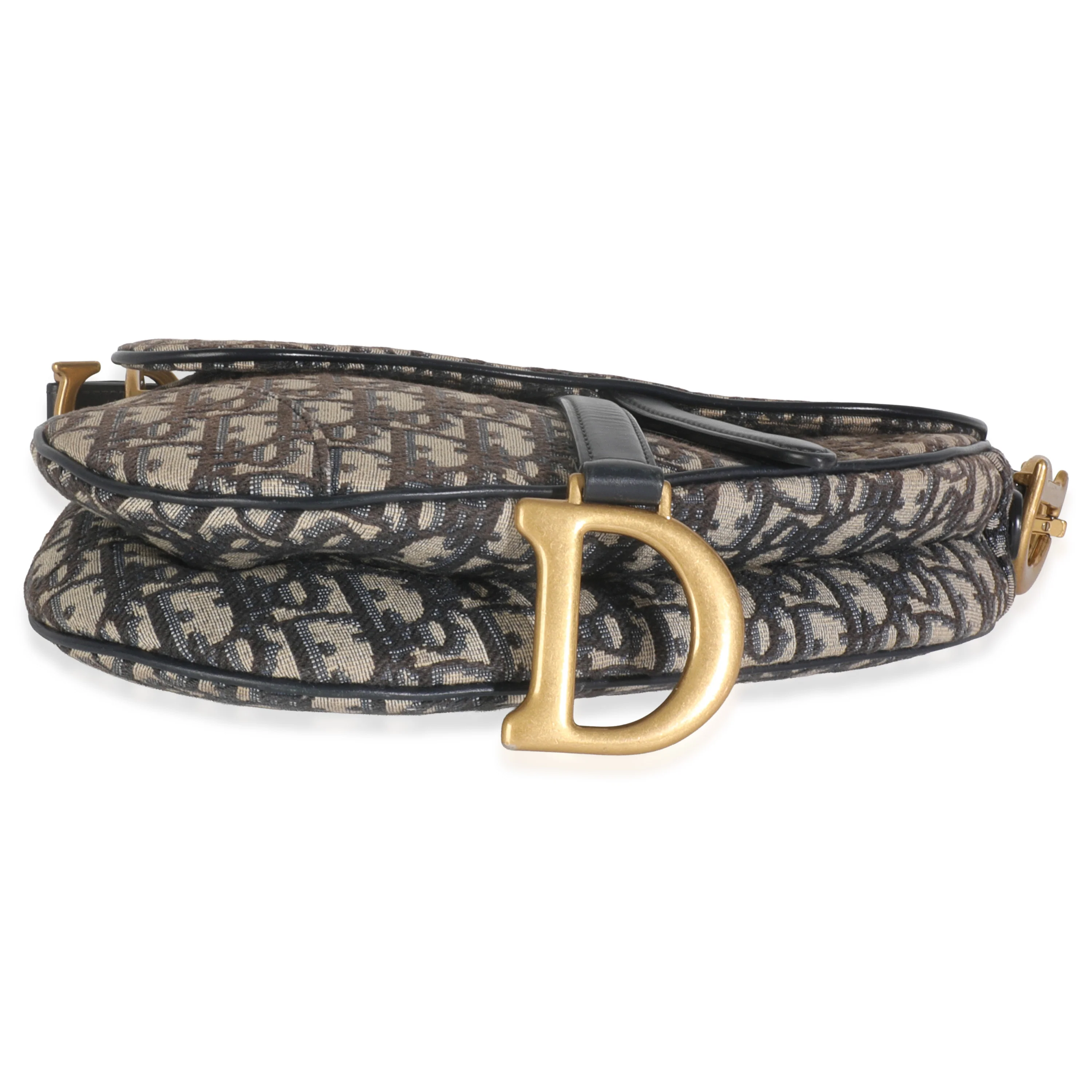 Blue Oblique Jacquard Canvas Medium Saddle Bag - Image 5