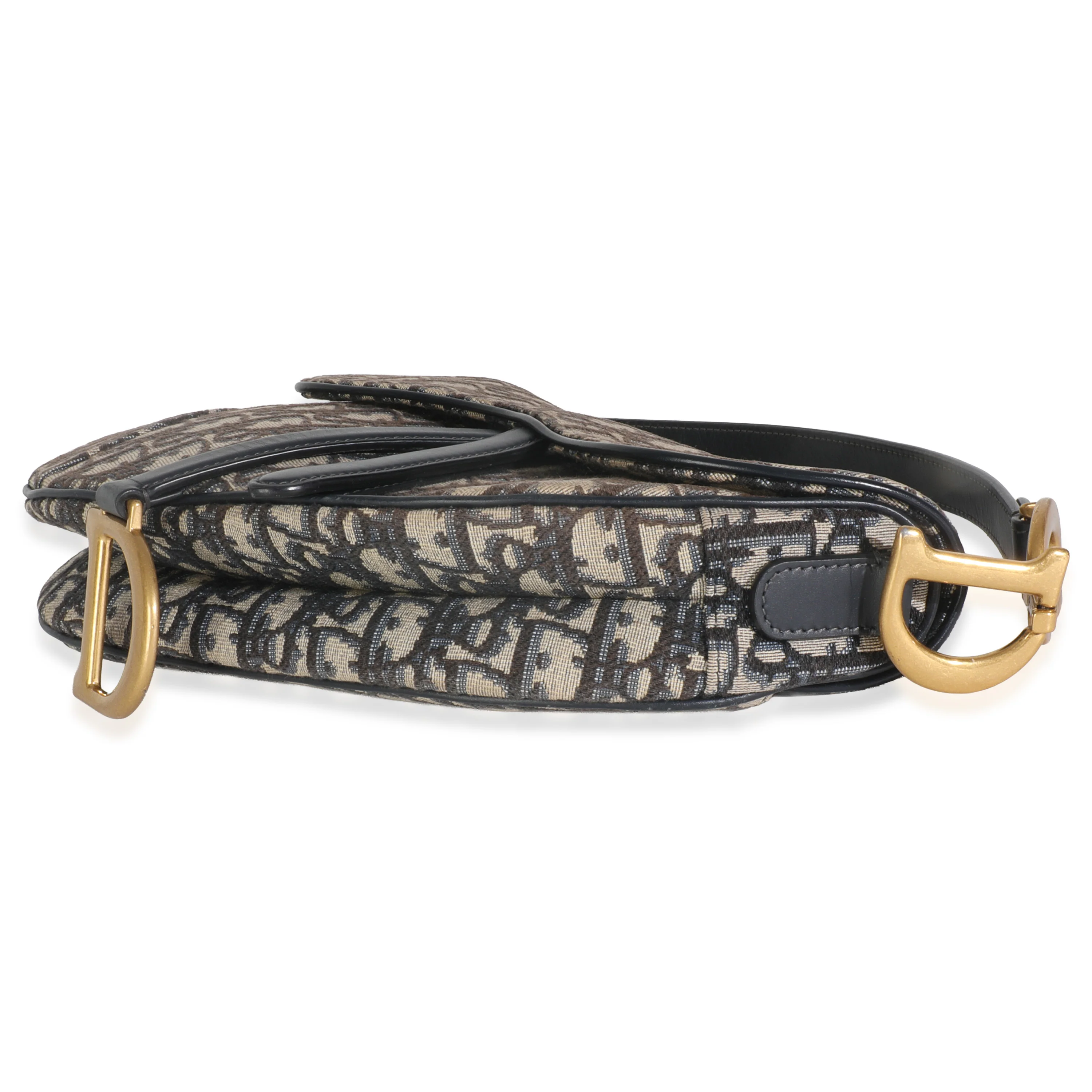 Blue Oblique Jacquard Canvas Medium Saddle Bag - Image 7