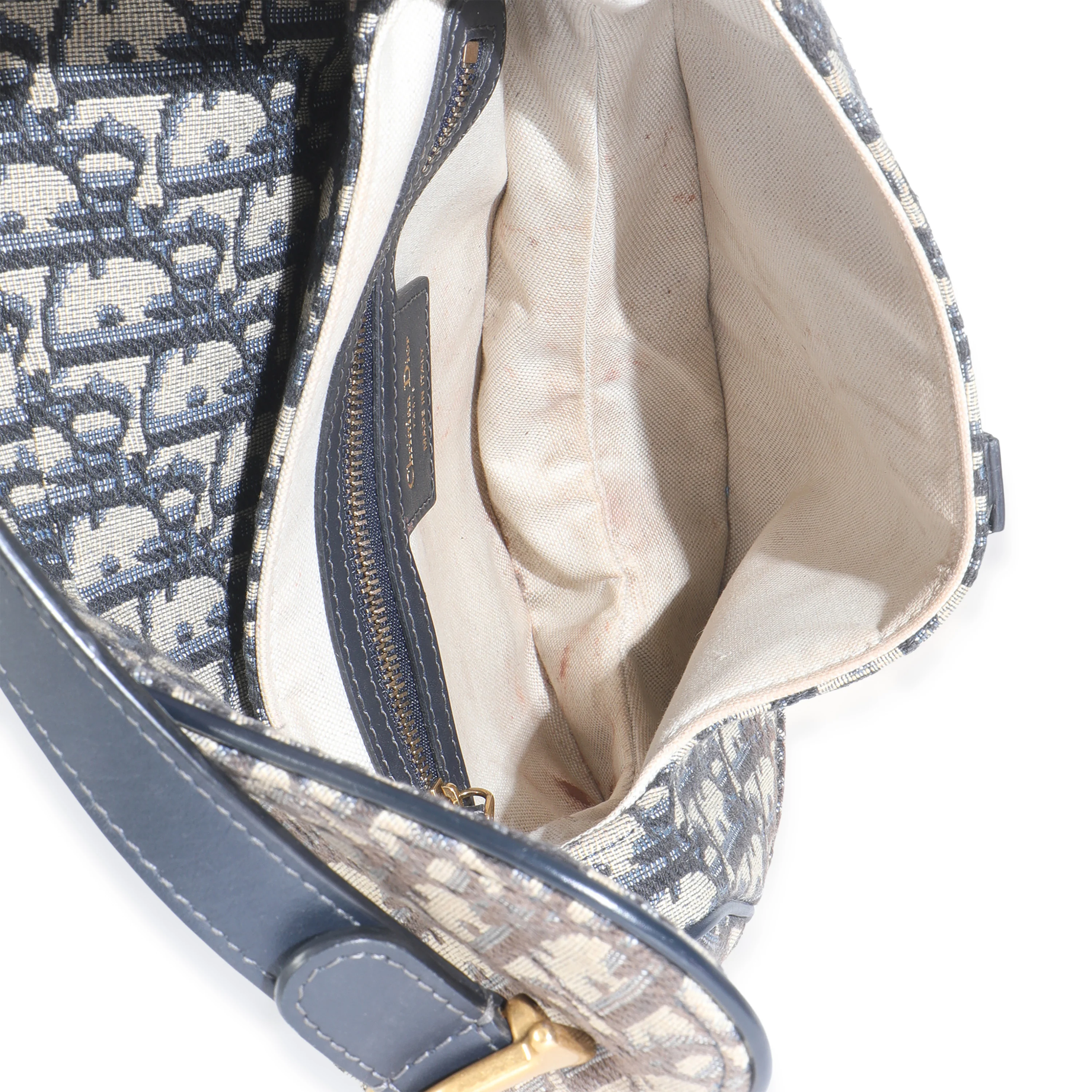Blue Oblique Jacquard Canvas Medium Saddle Bag - Image 8