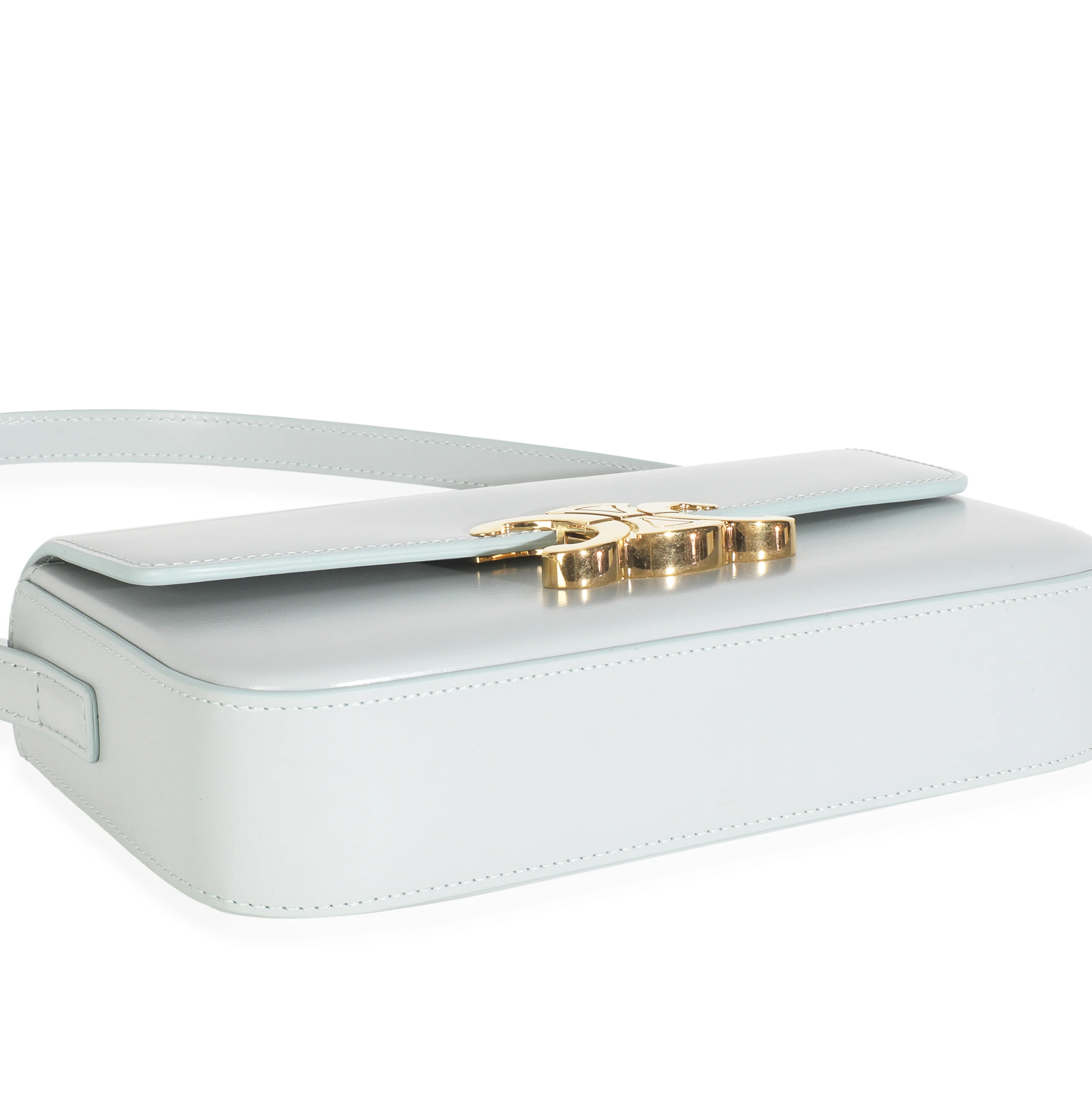 Blue Grey Shiny Calfskin Claude Triomphe Shoulder Bag - Image 6