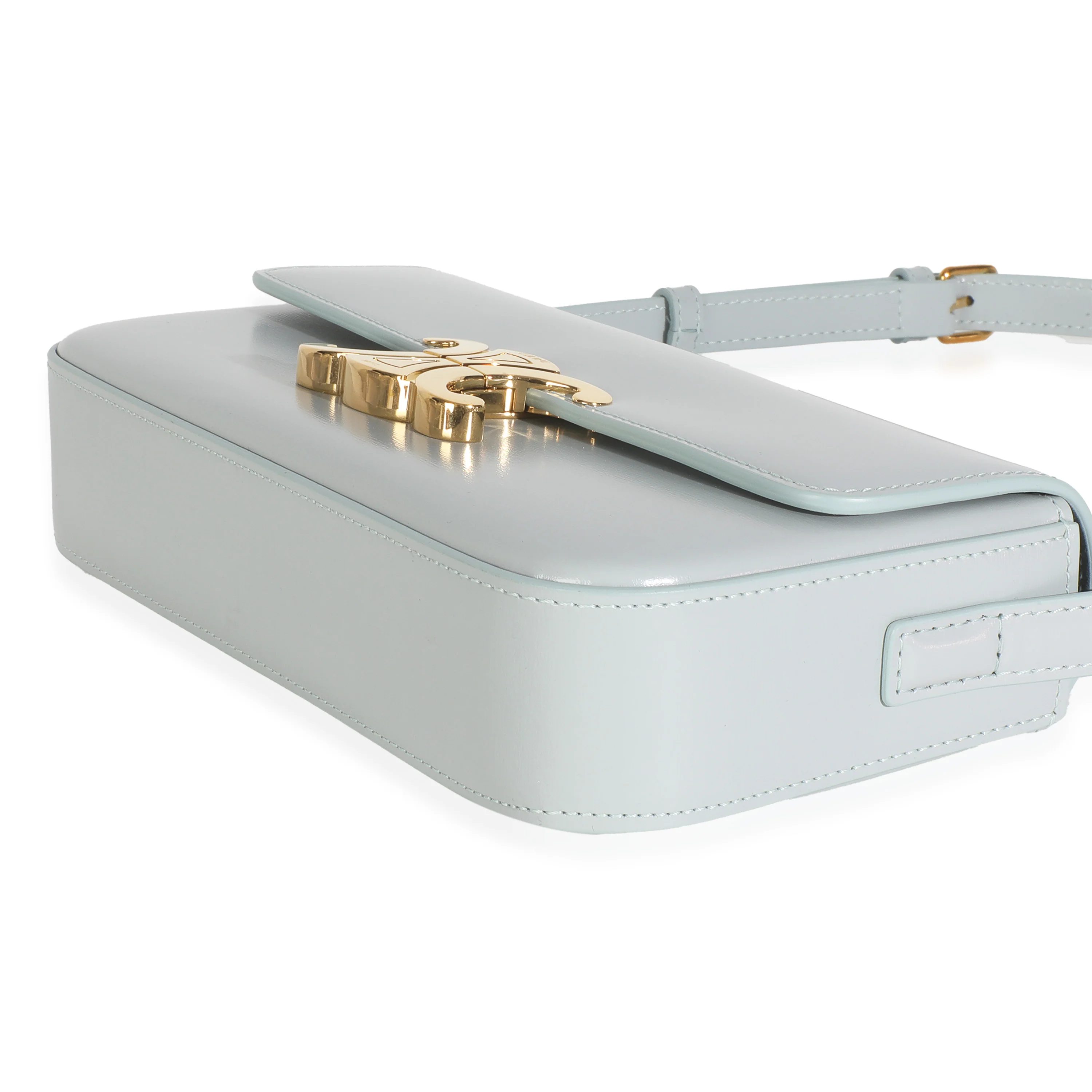 Blue Grey Shiny Calfskin Claude Triomphe Shoulder Bag - Image 7