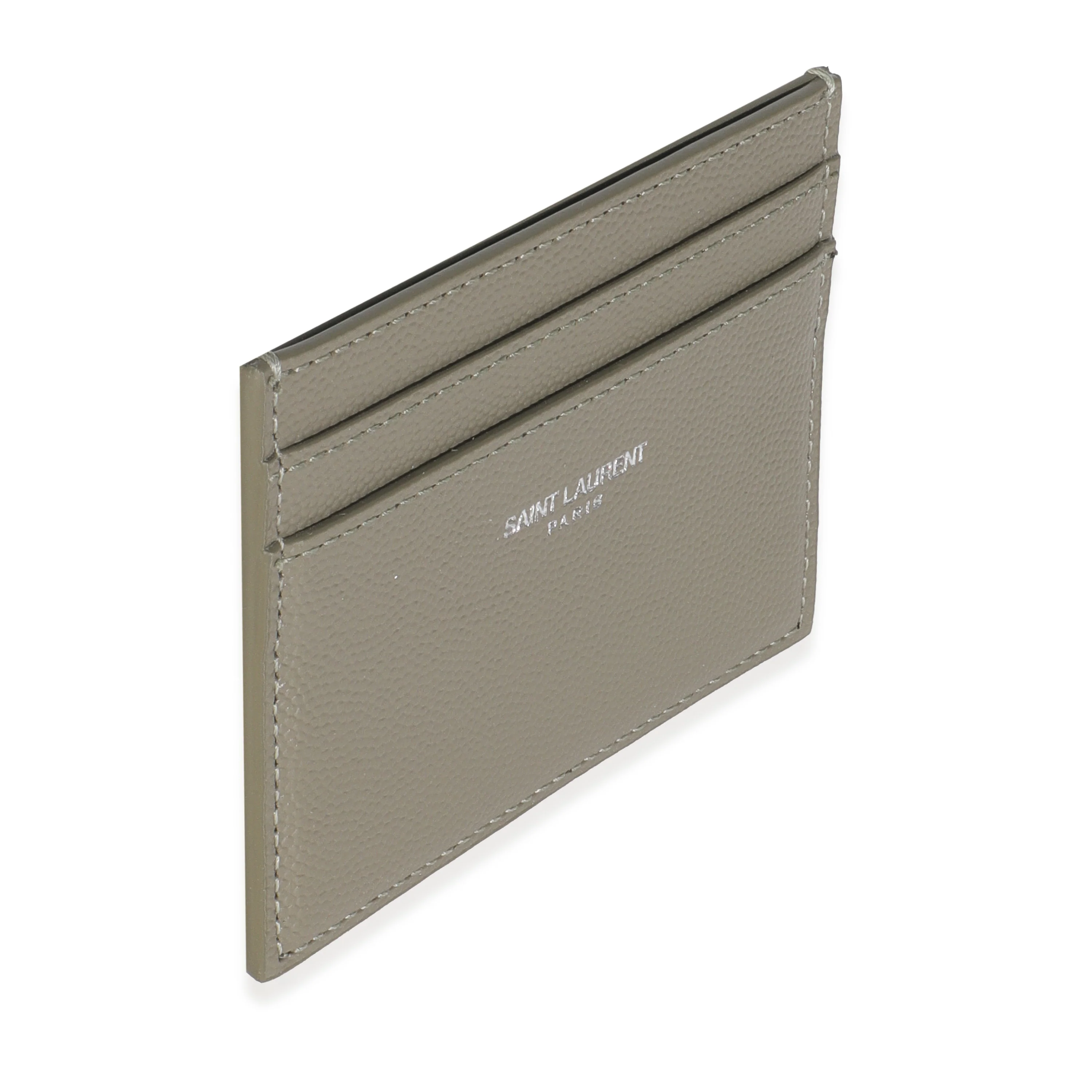 Olive Green Grain De Poudre Credit Card Case - Image 3