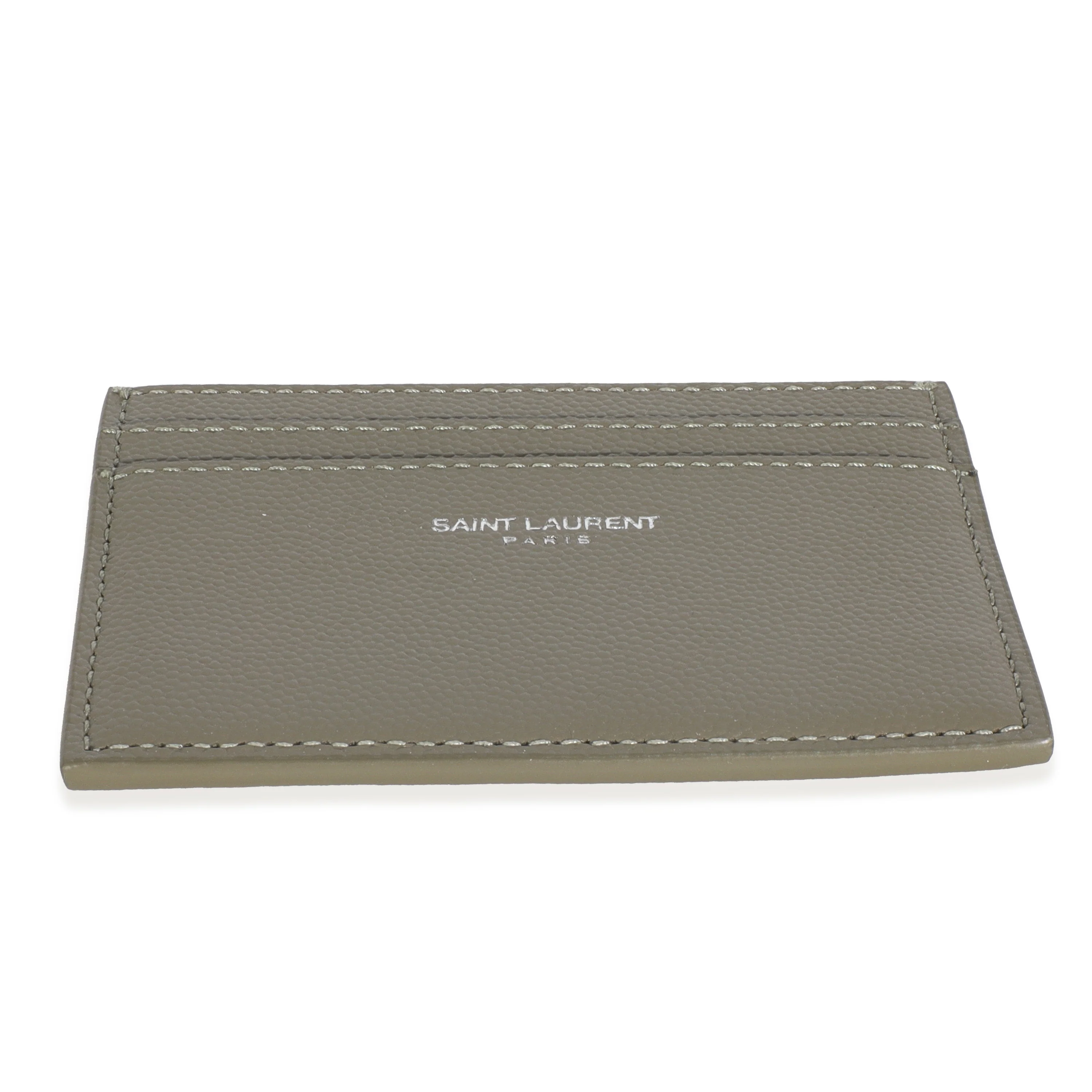 Olive Green Grain De Poudre Credit Card Case - Image 5