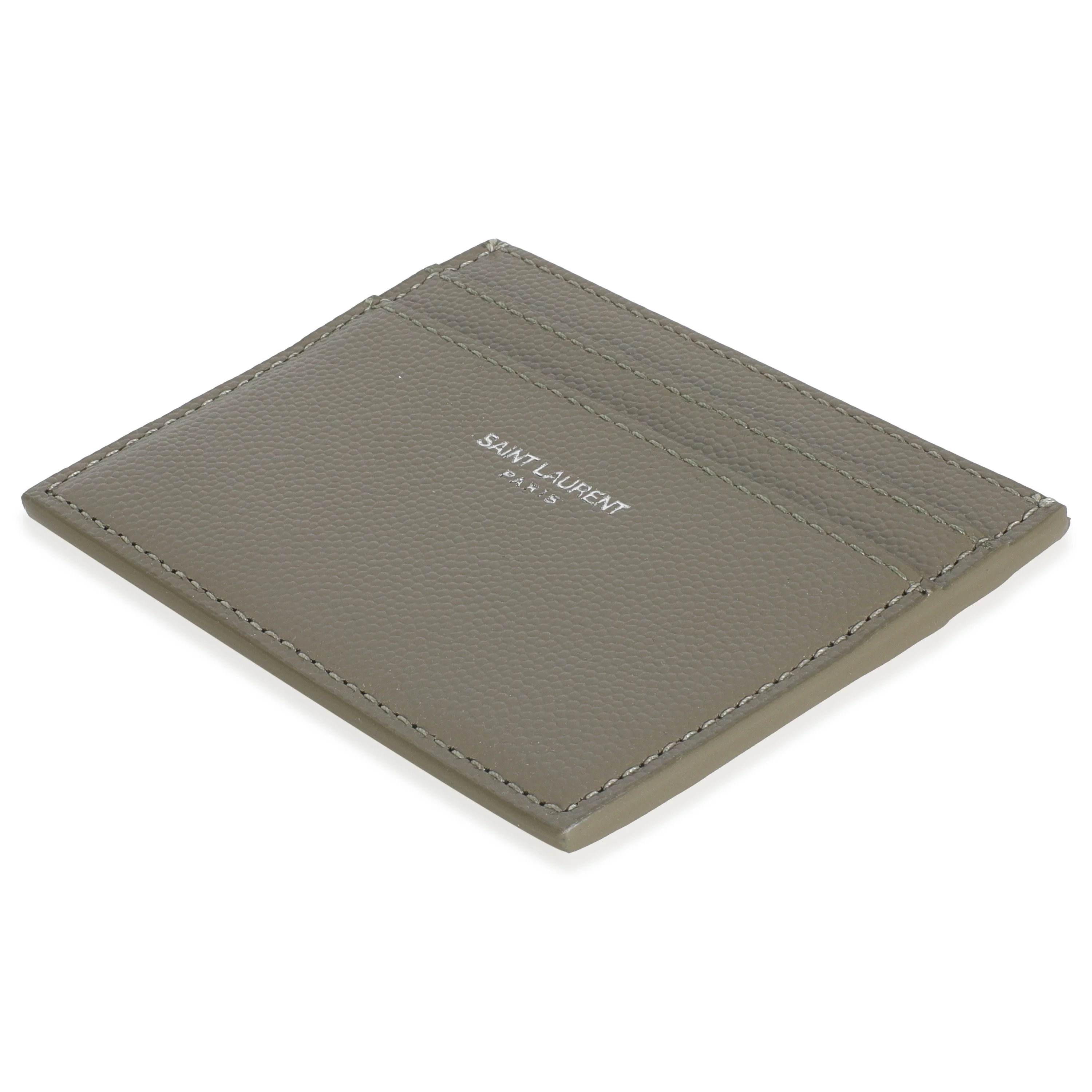 Olive Green Grain De Poudre Credit Card Case - Image 6