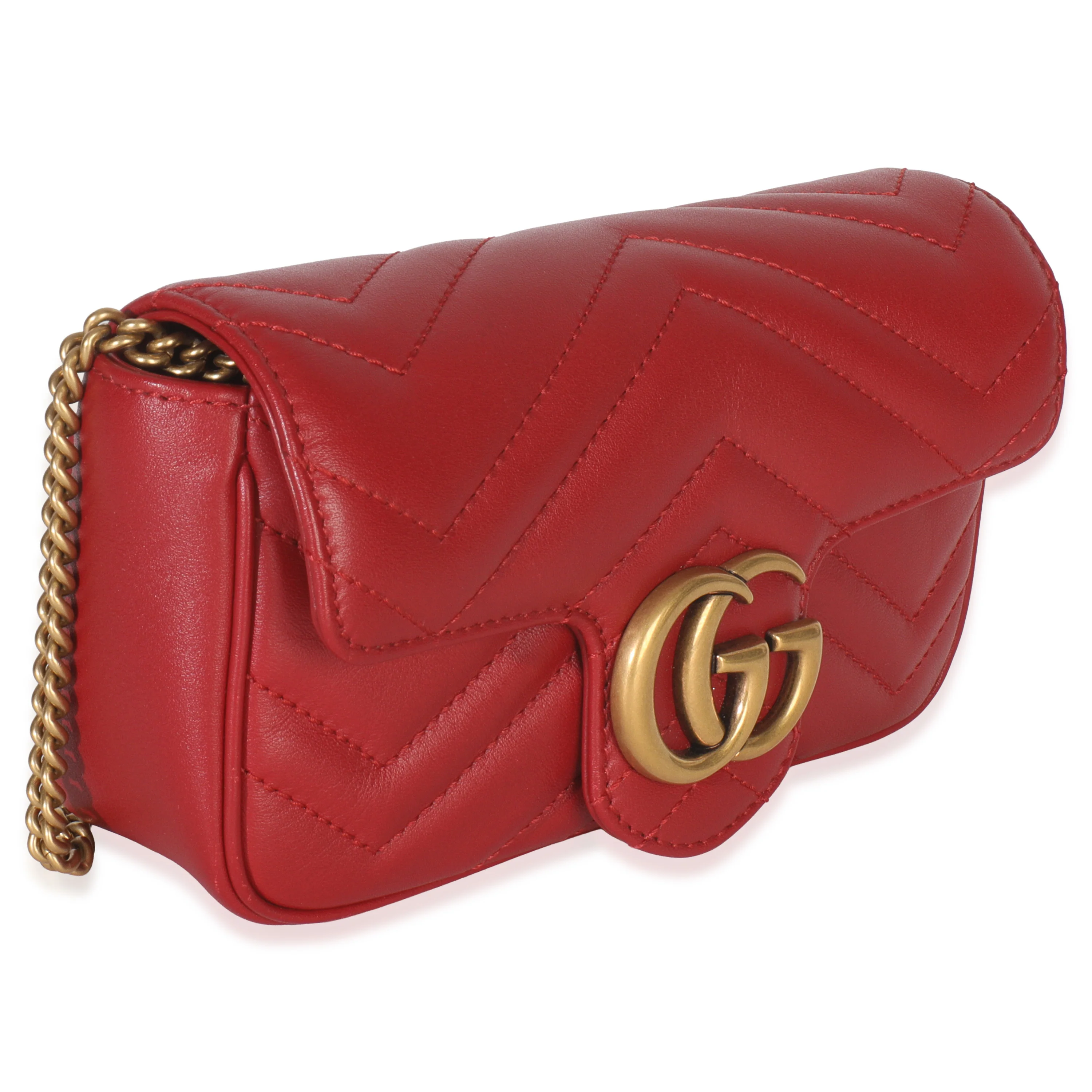 Red Matelasse Calfskin Super Mini GG Marmont Bag - Image 3