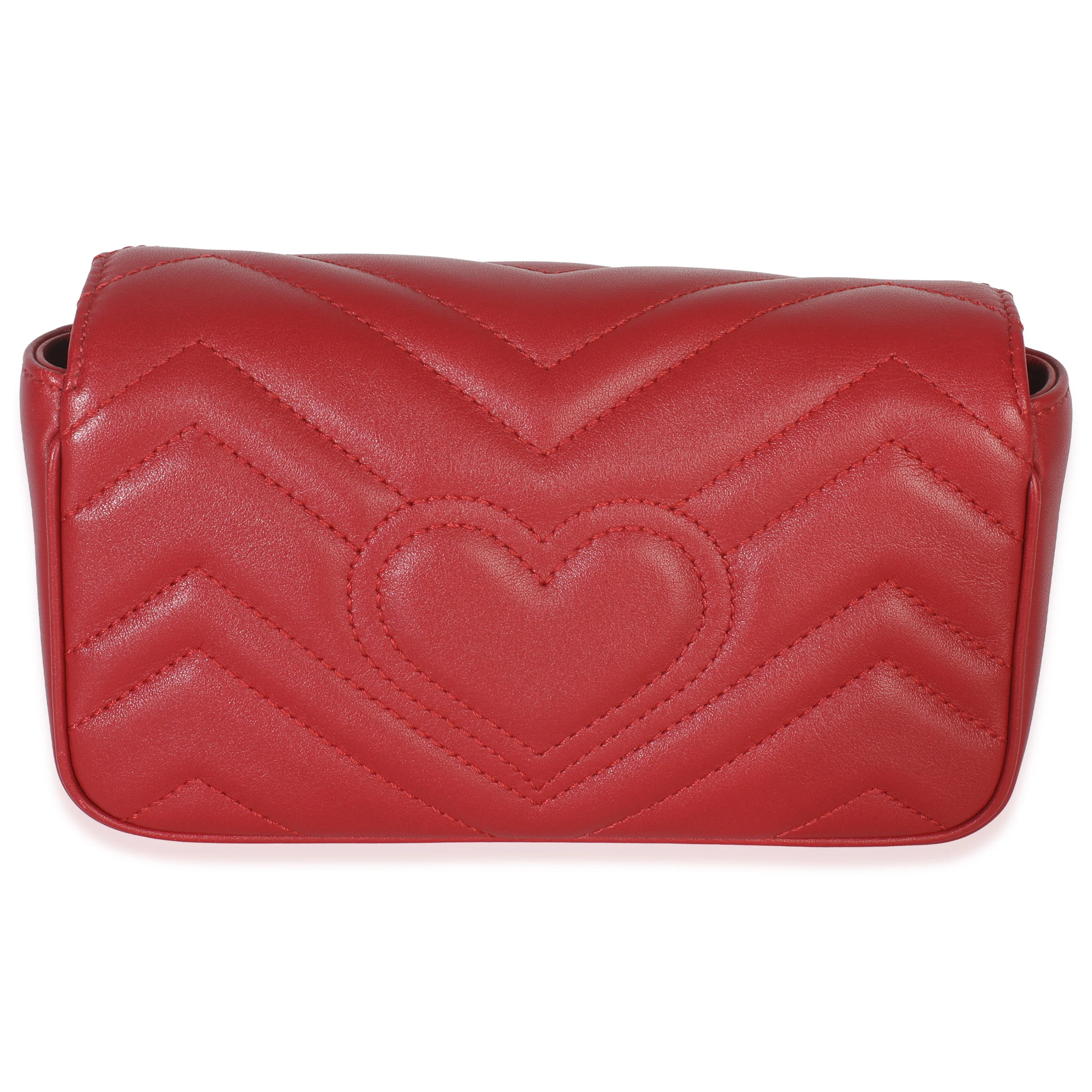 Red Matelasse Calfskin Super Mini GG Marmont Bag - Image 4