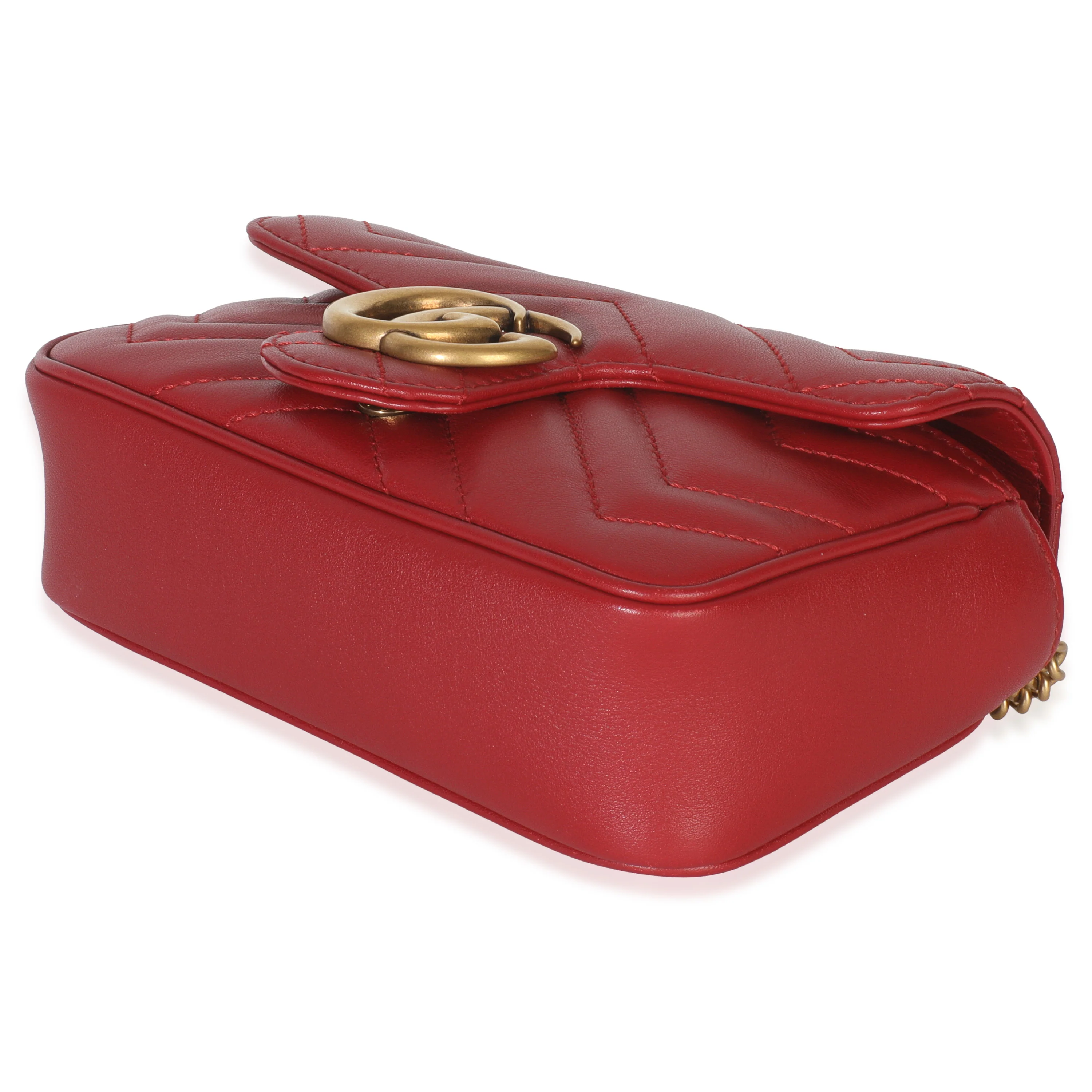 Red Matelasse Calfskin Super Mini GG Marmont Bag - Image 7