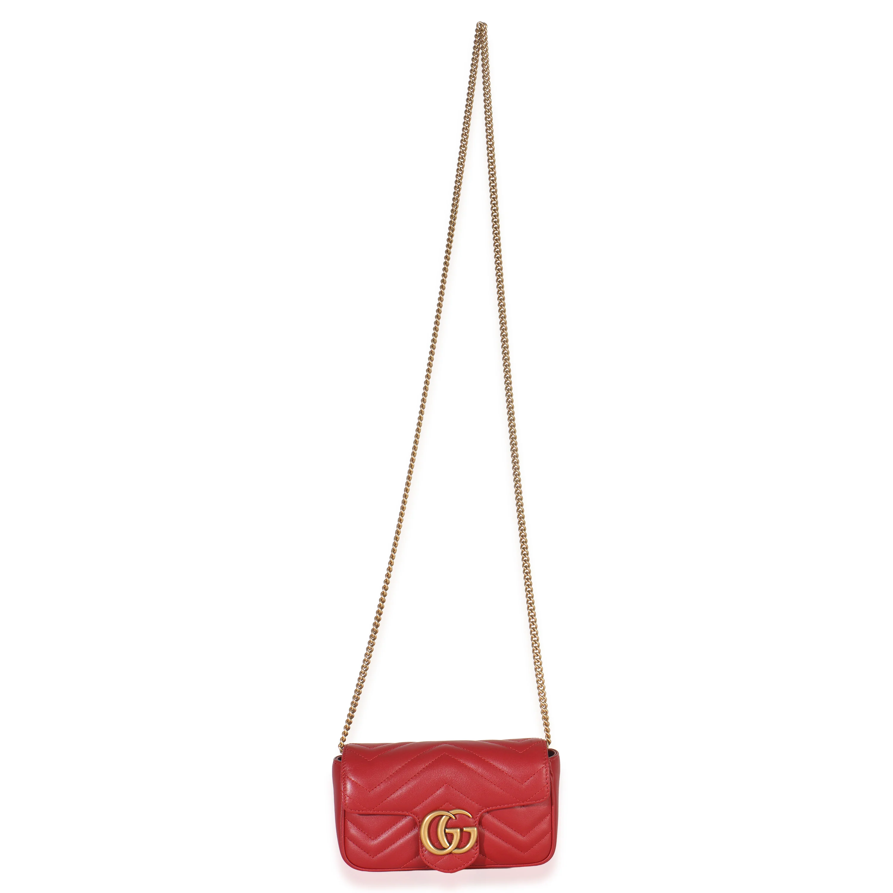 Red Matelasse Calfskin Super Mini GG Marmont Bag - Image 8