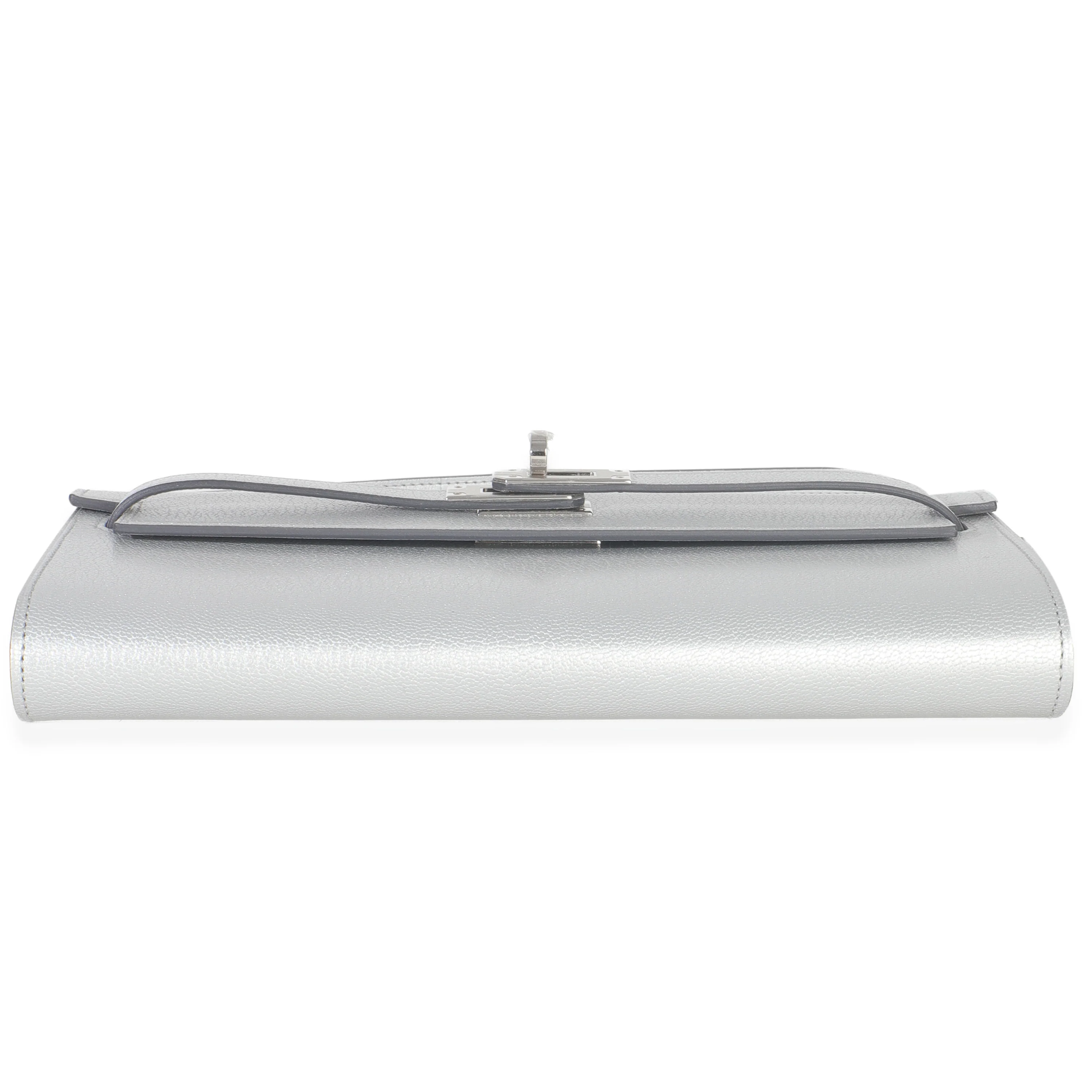 Argent Metallic Chevre Chamkilight Kelly Wallet To Go PHW - Image 5