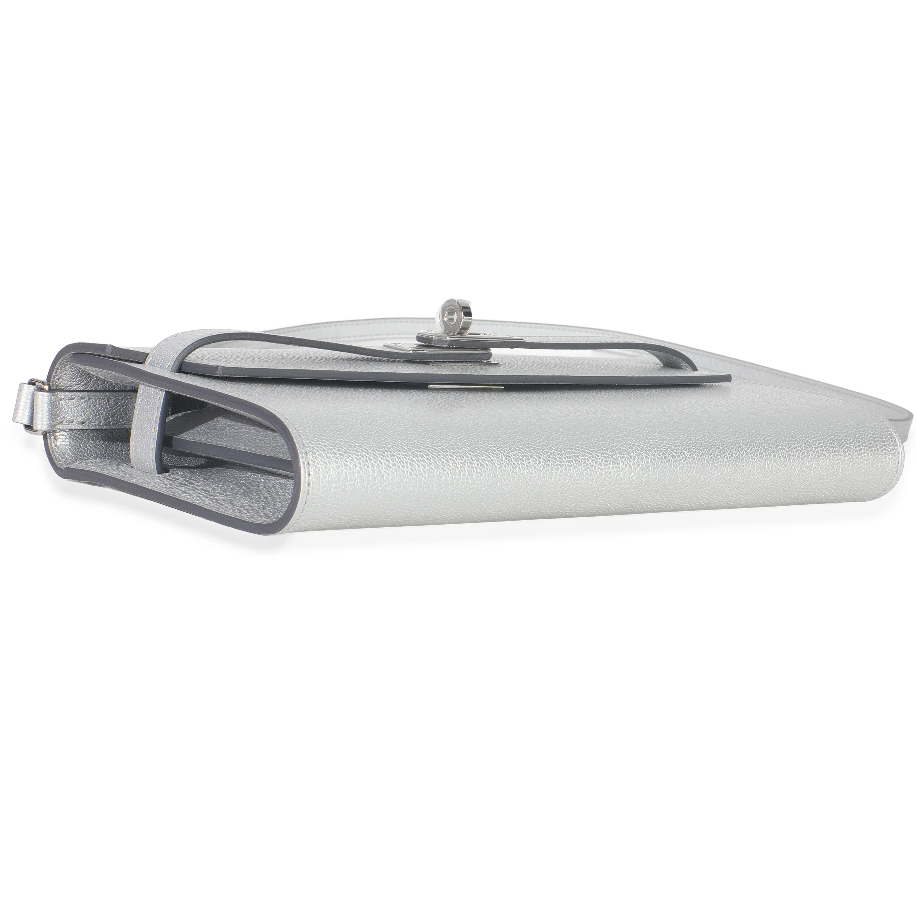 Argent Metallic Chevre Chamkilight Kelly Wallet To Go PHW - Image 6