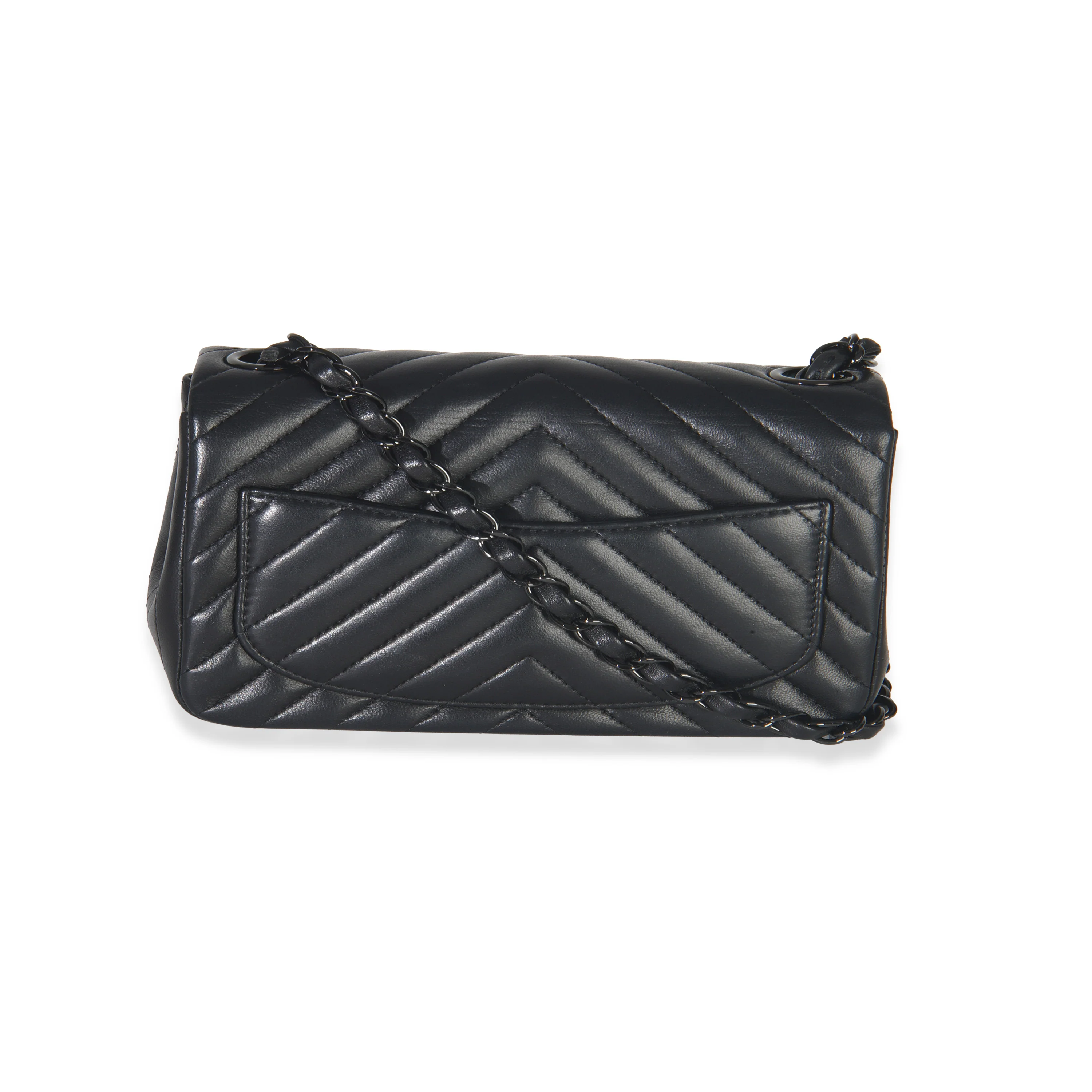 So Black Chevron Lambskin Mini Square Flap Bag - Image 4