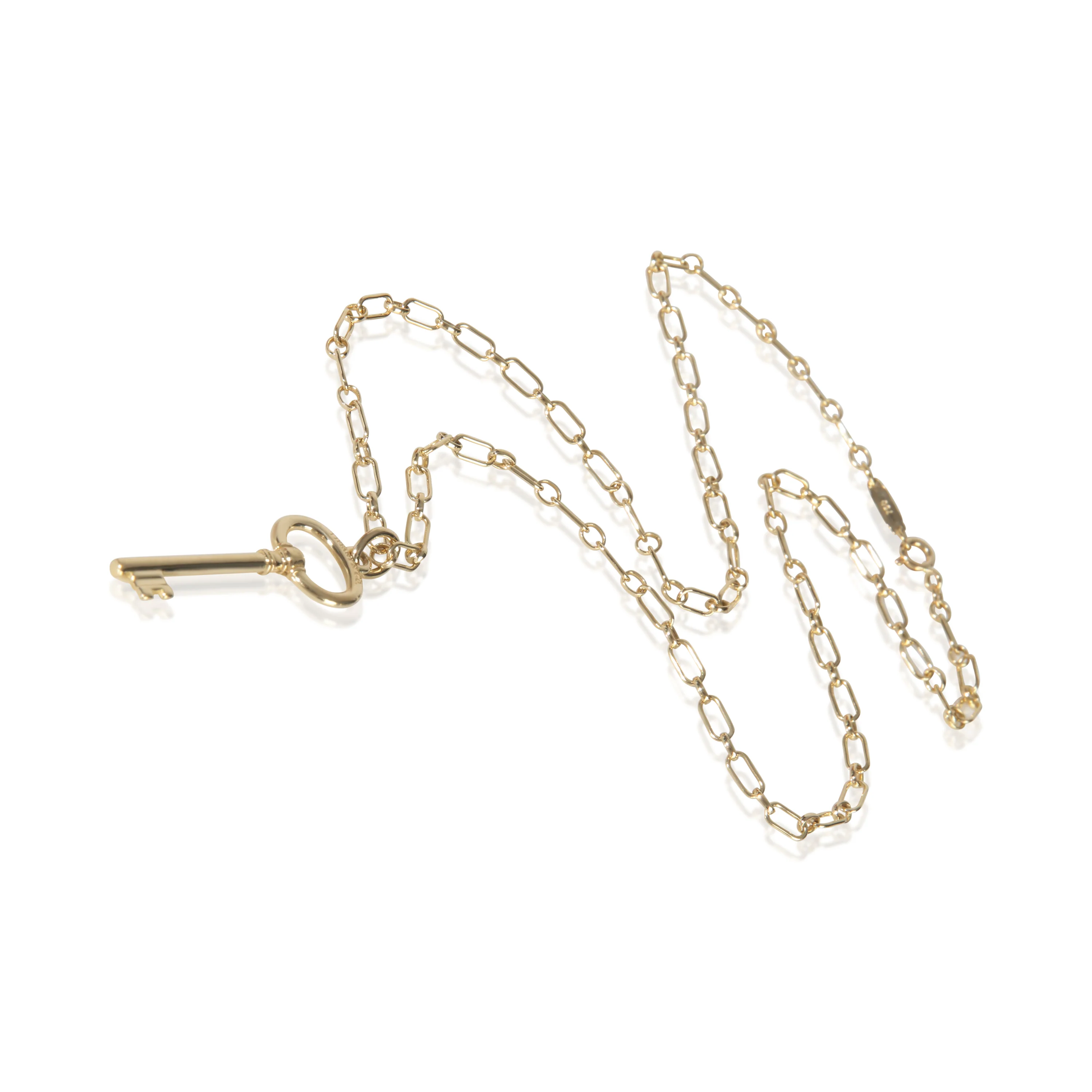 Yellow Gold Oval Key Necklace - Image 4