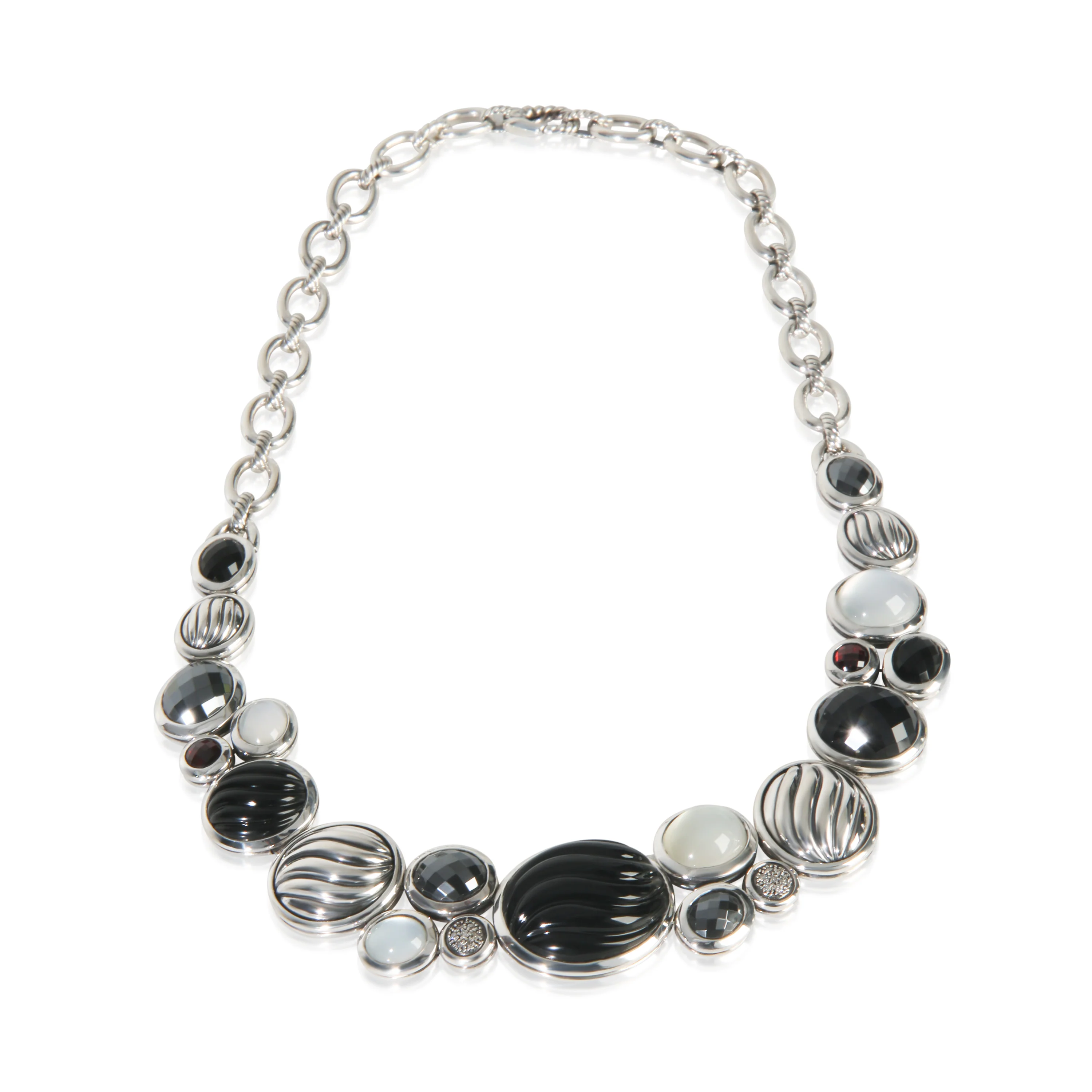 Sterling Silver Diamond Mosiac Collar Necklace - Image 3