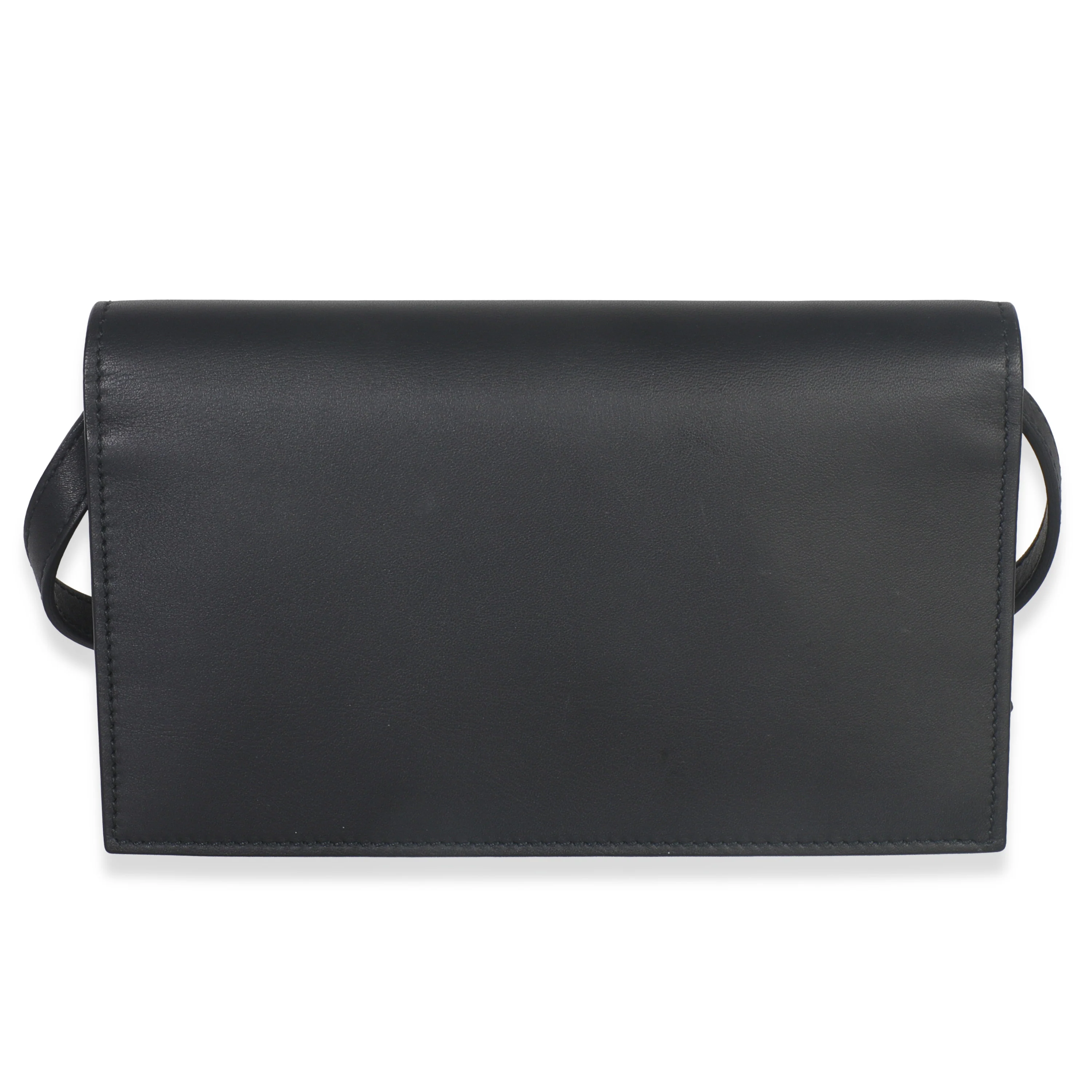 Black Smooth Calfskin Interlocking G Wallet On Strap - Image 4