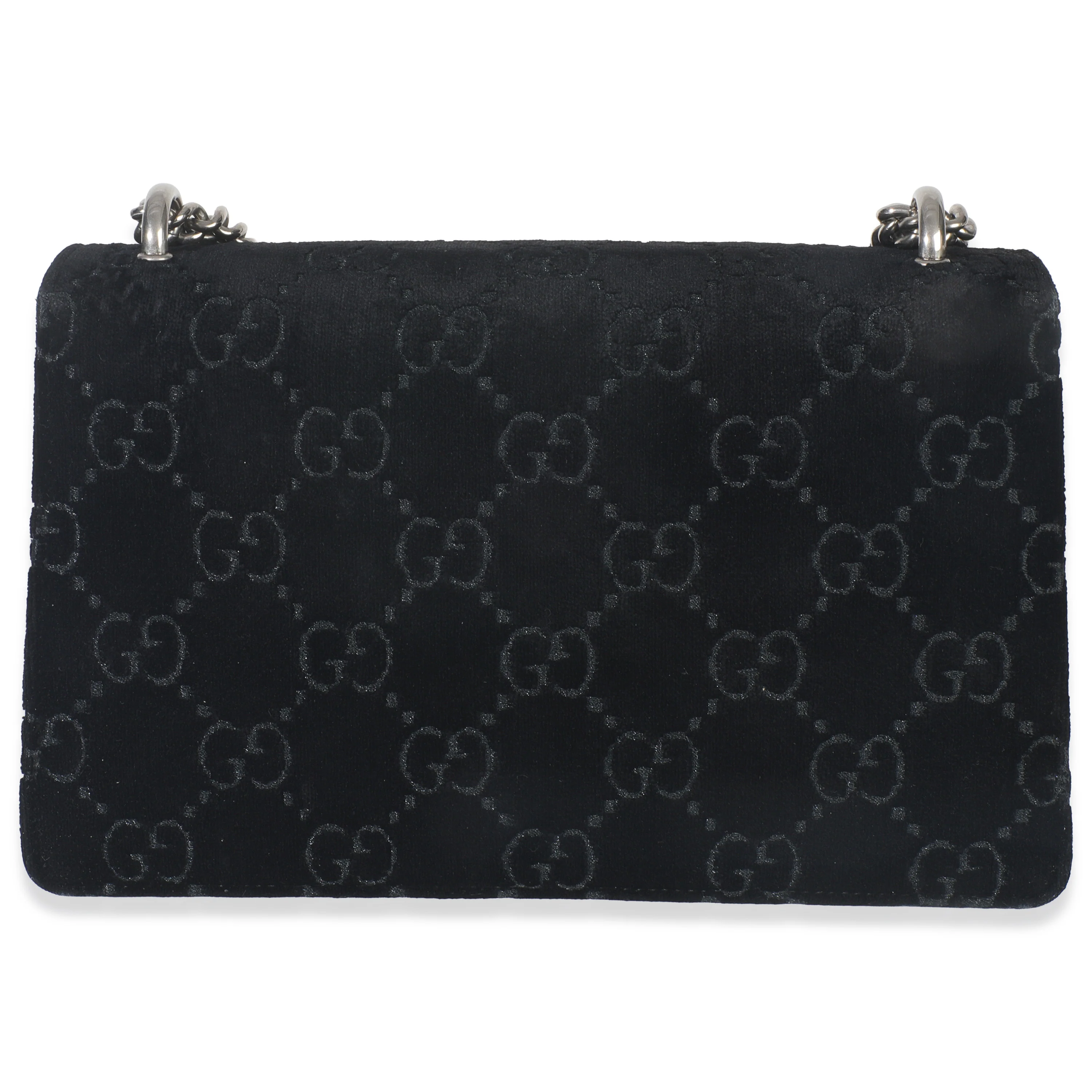 Black GG Embossed Velvet Small Dionysus Chain Bag - Image 4