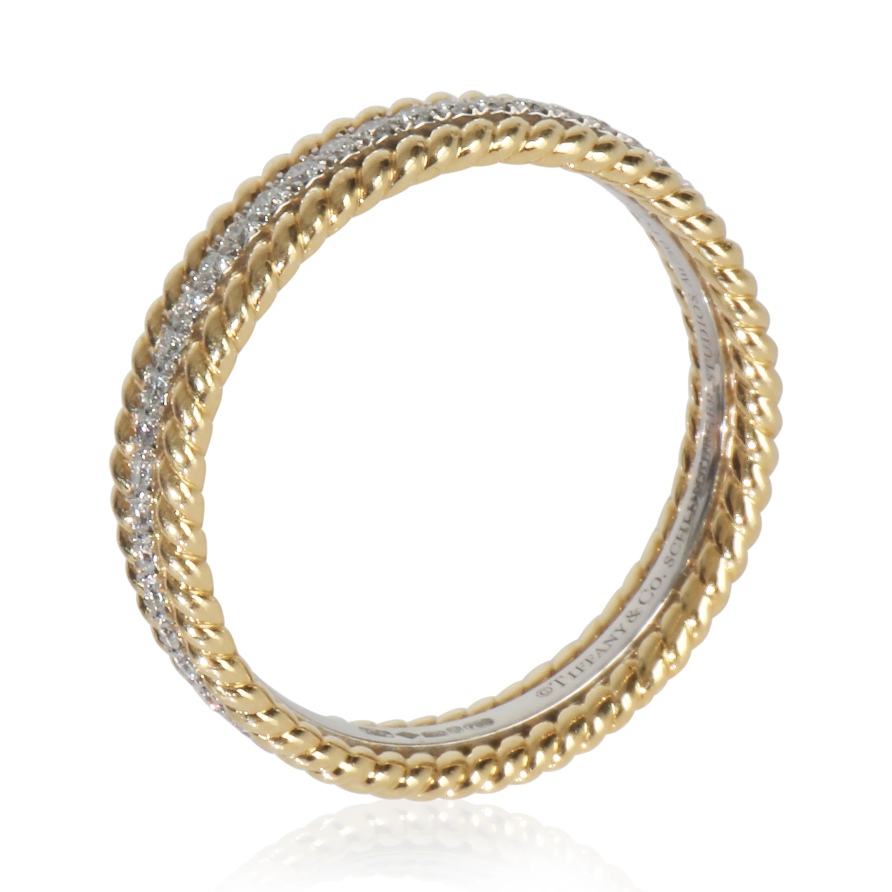 Yellow Gold & Platinum Diamond Schlumberger Rope Ring - Image 4