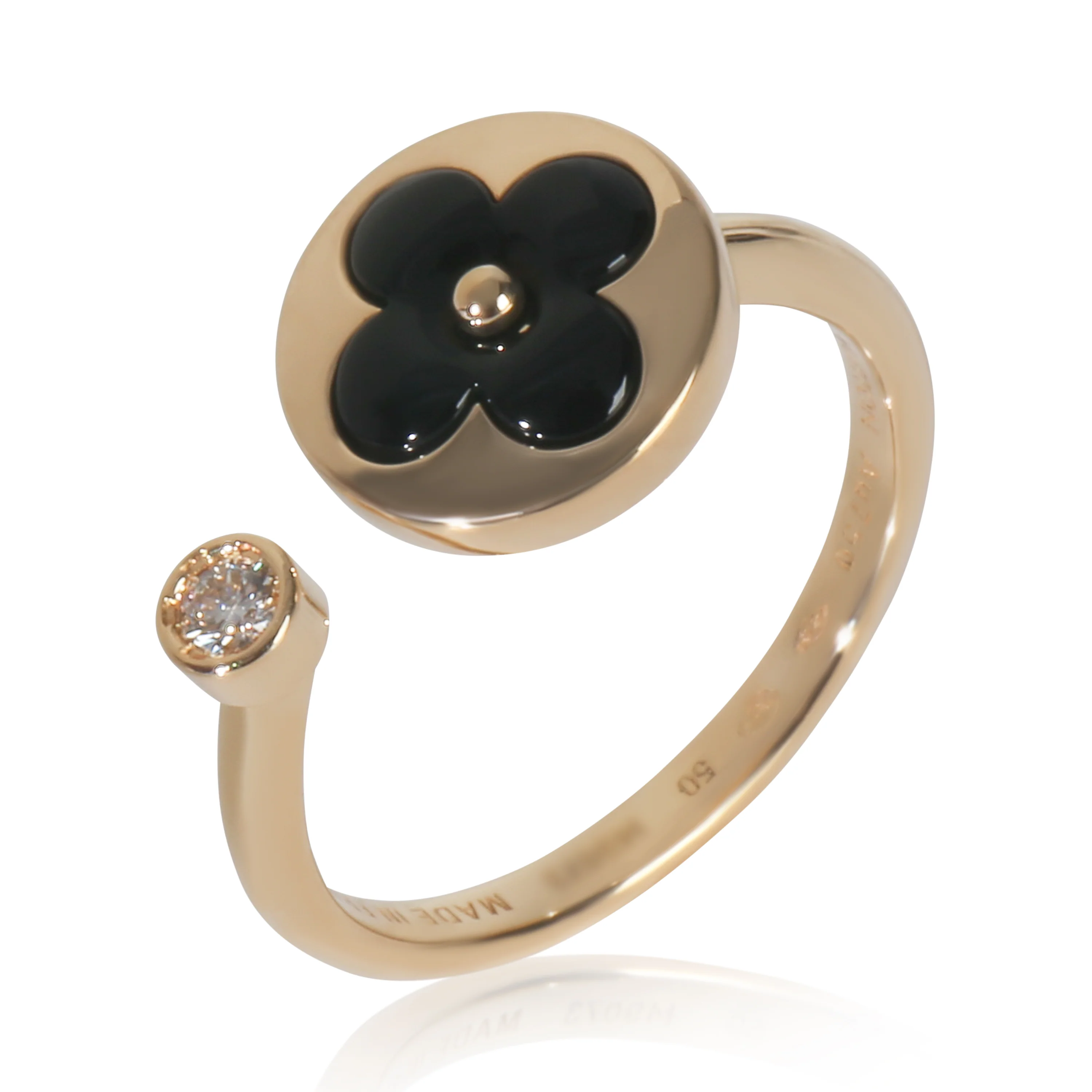 Yellow Gold Onyx and Diamond Color Blossom Mini Sun Ring - Image 4