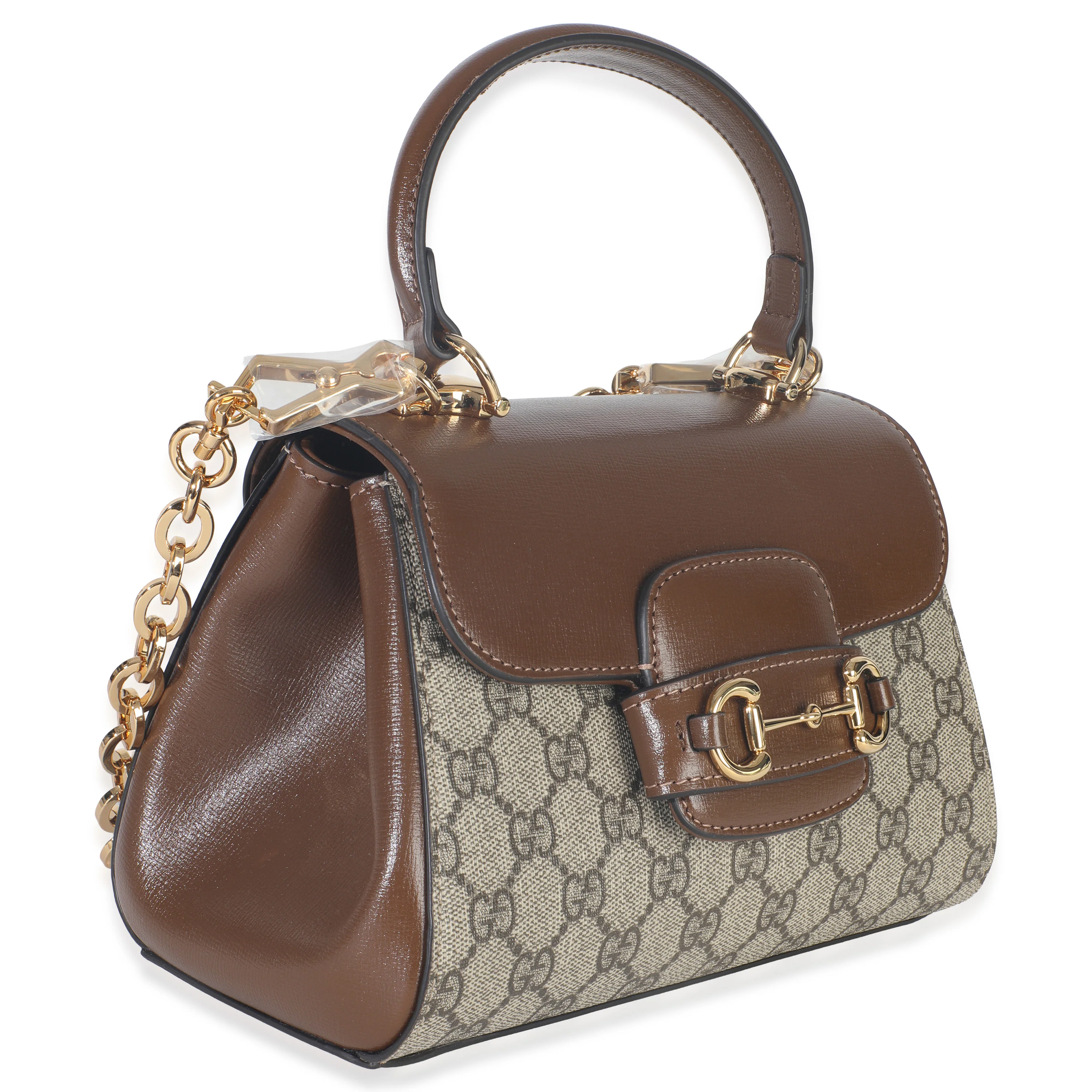 Beige GG Supreme Monogram Calfskin Mini Horsebit 1955 Top Handle Bag - Image 3
