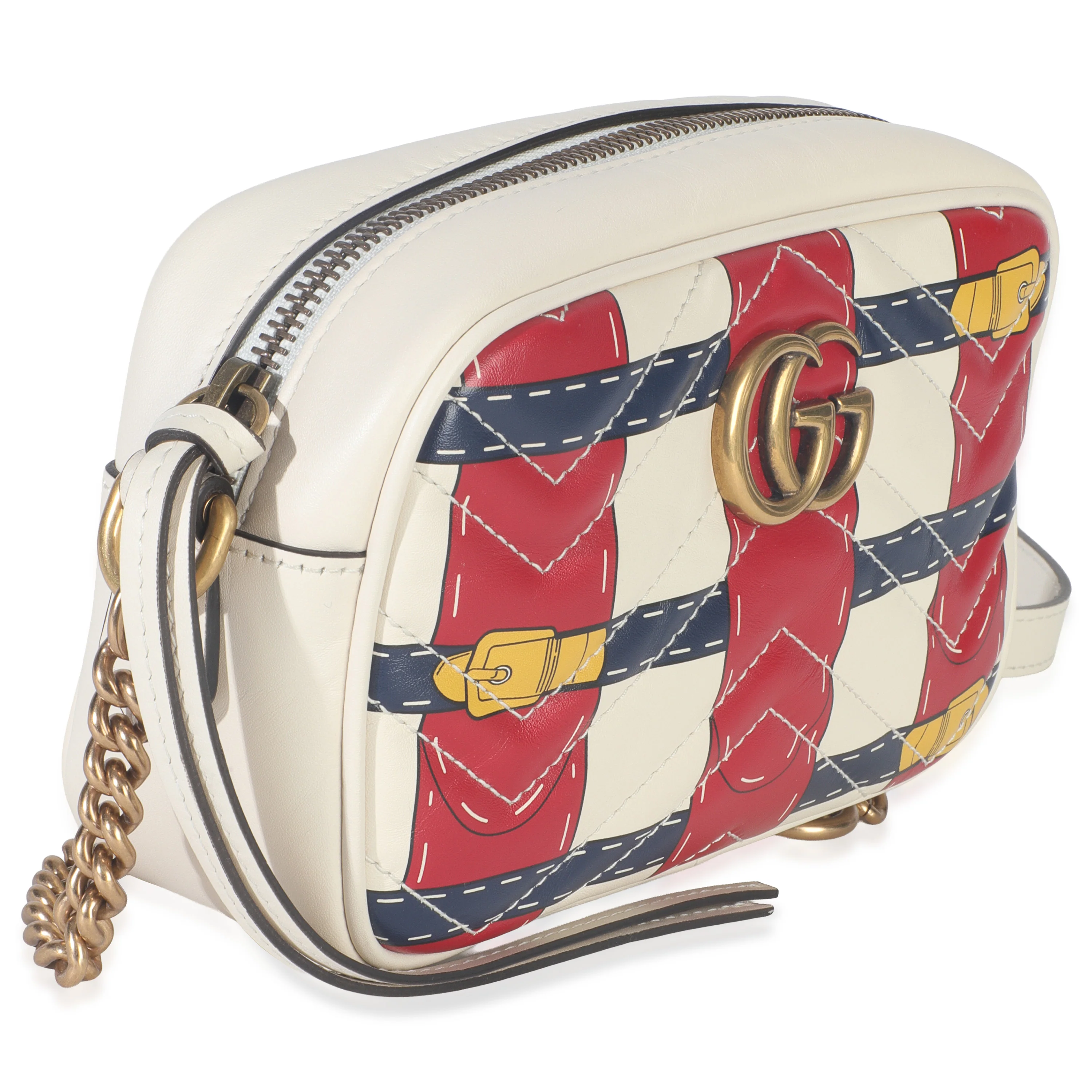 Trompe LOeil Print Calfskin Matelasse Small GG Marmont Camera Bag - Image 3