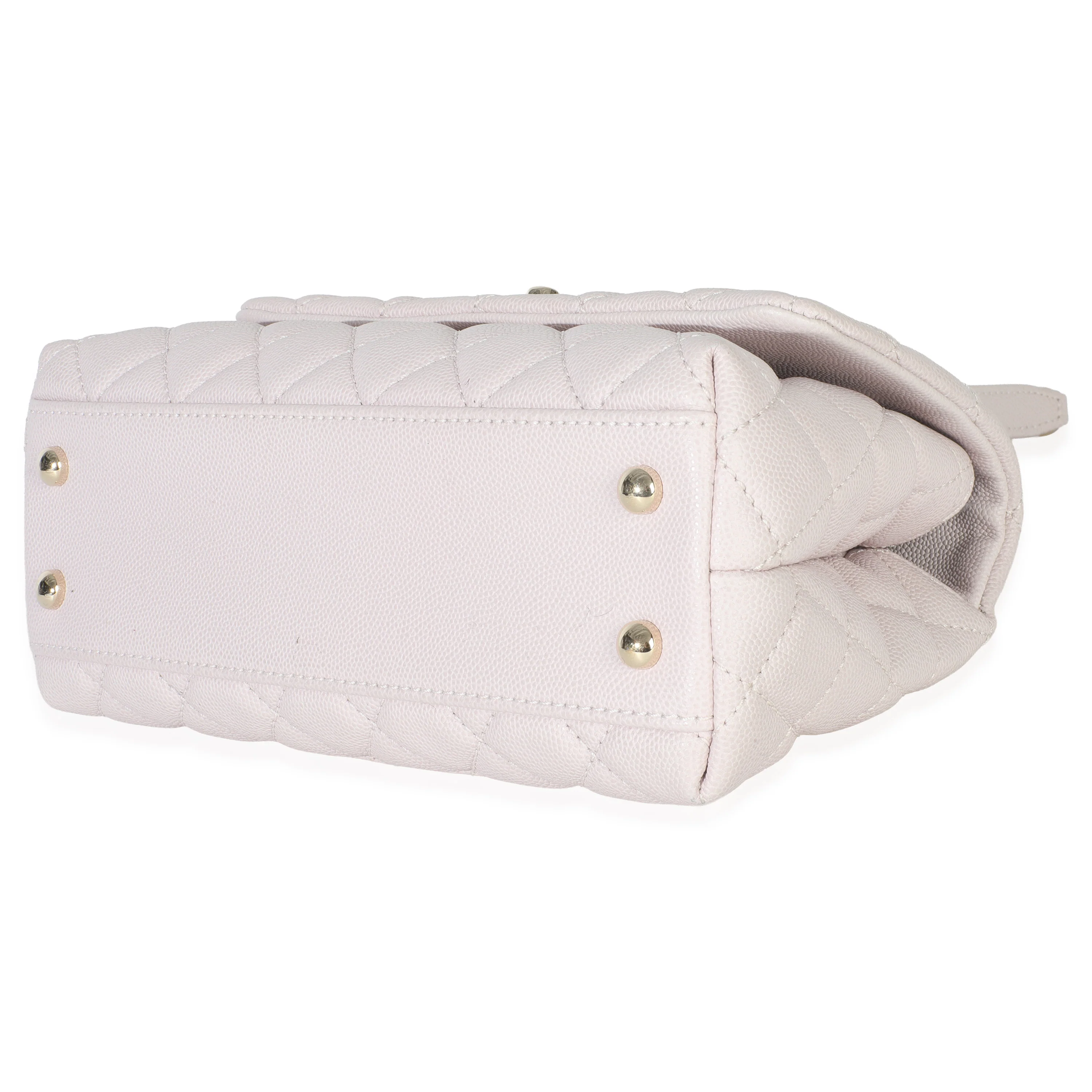 Light Pink Quilted Caviar Mini Coco Top Handle Handbag - Image 7