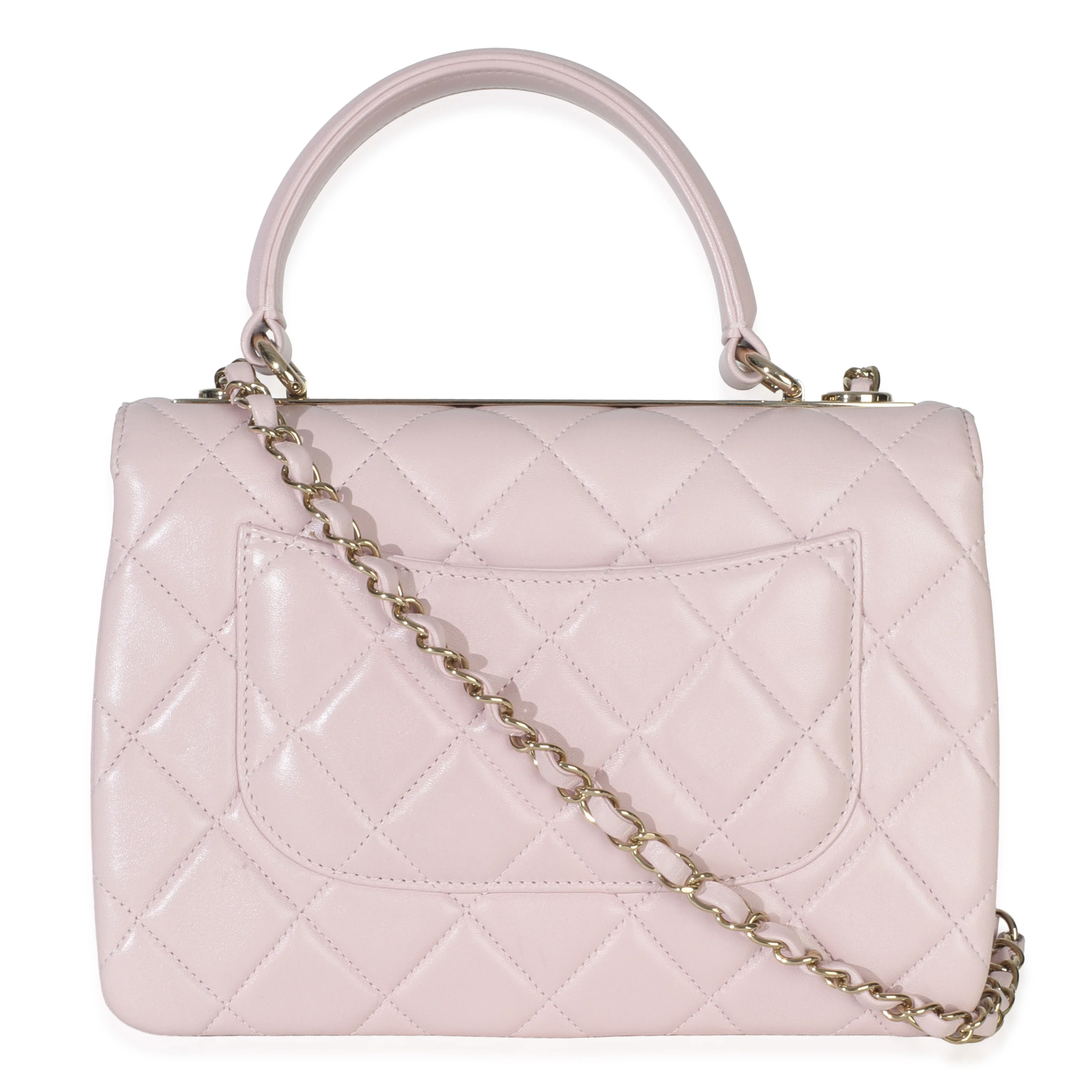 Light Pink Quilted Lambskin Small Trendy CC Dual Handle Flap Bag - Image 4