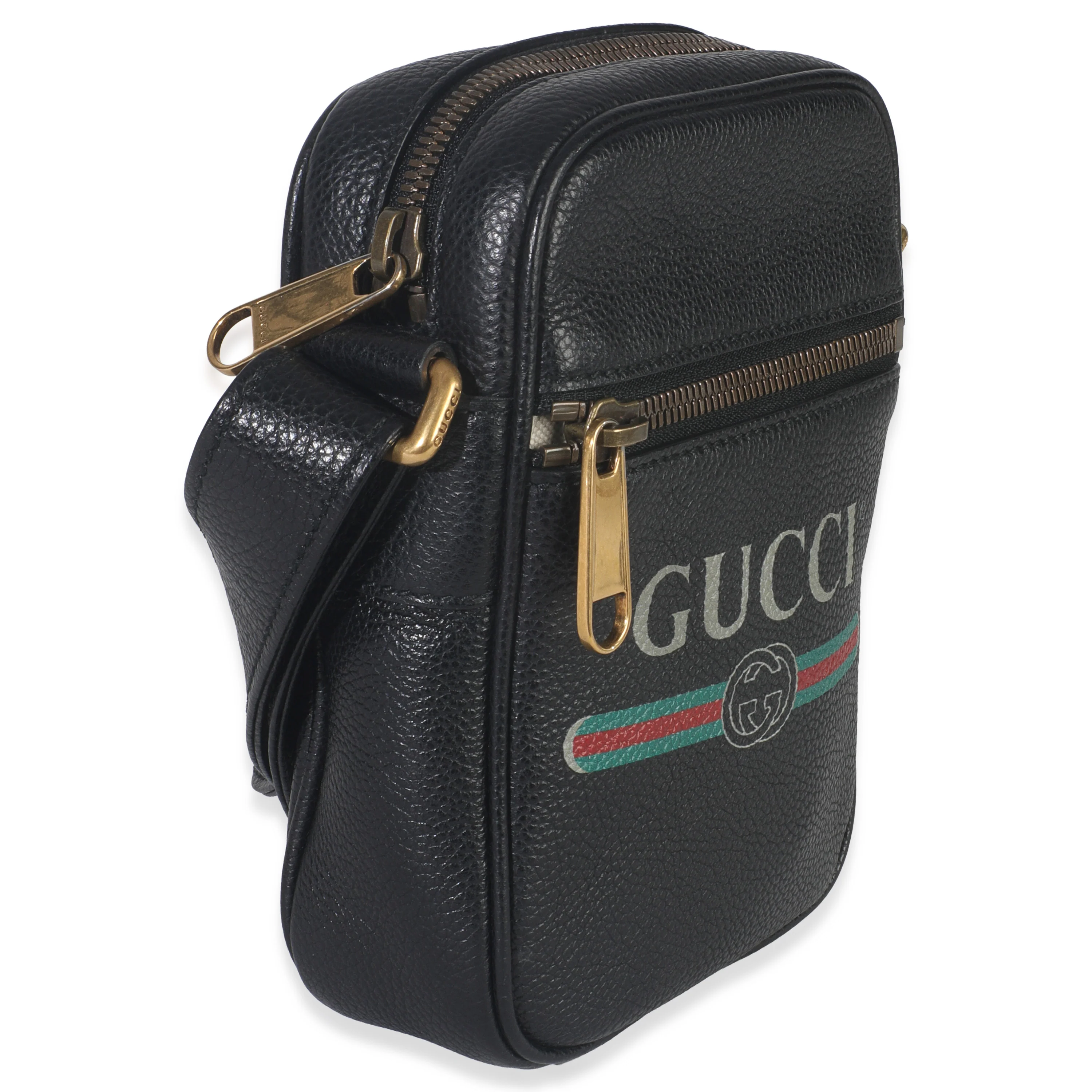 Black Pebbled Calfskin Vintage Logo Messenger Bag - Image 3