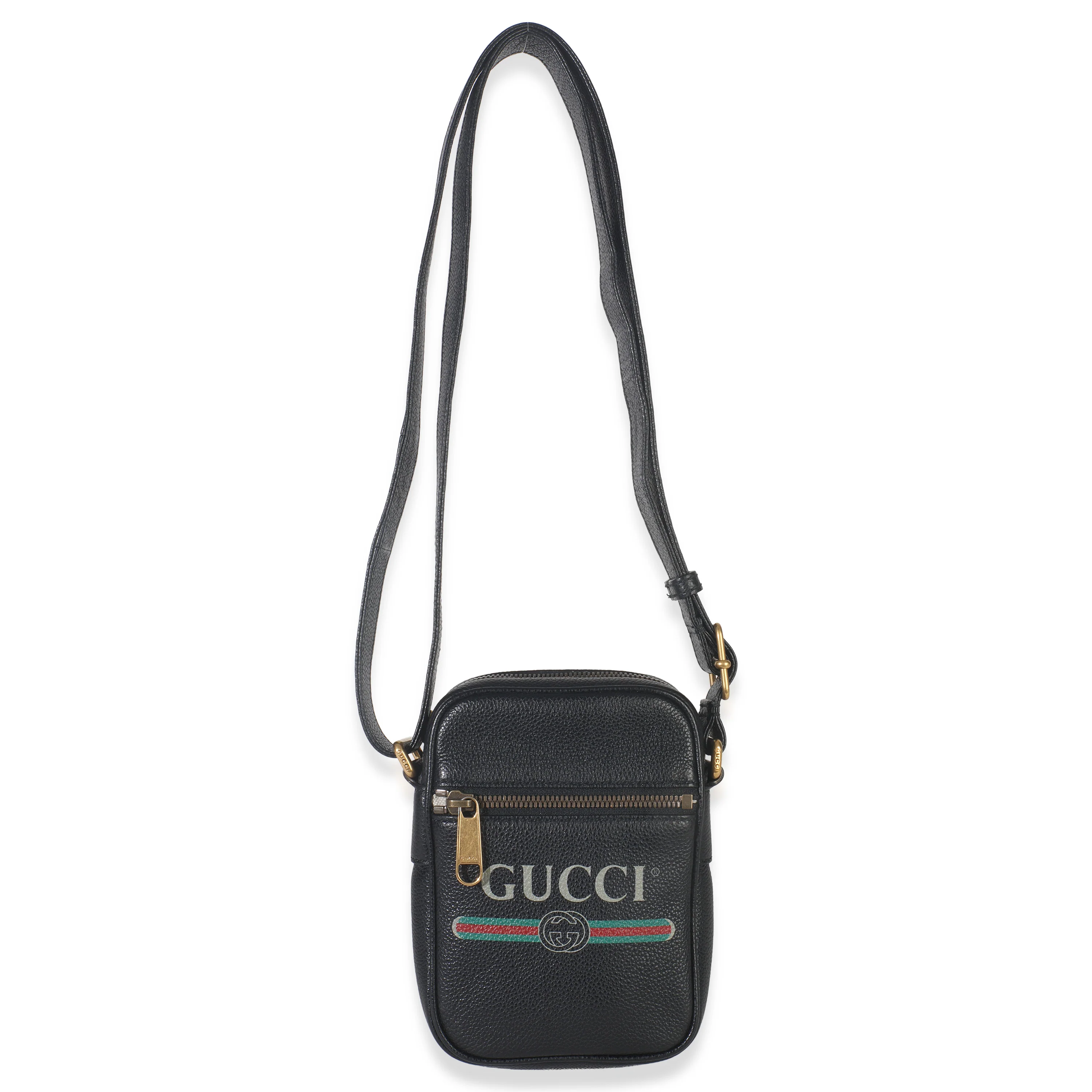 Black Pebbled Calfskin Vintage Logo Messenger Bag - Image 8