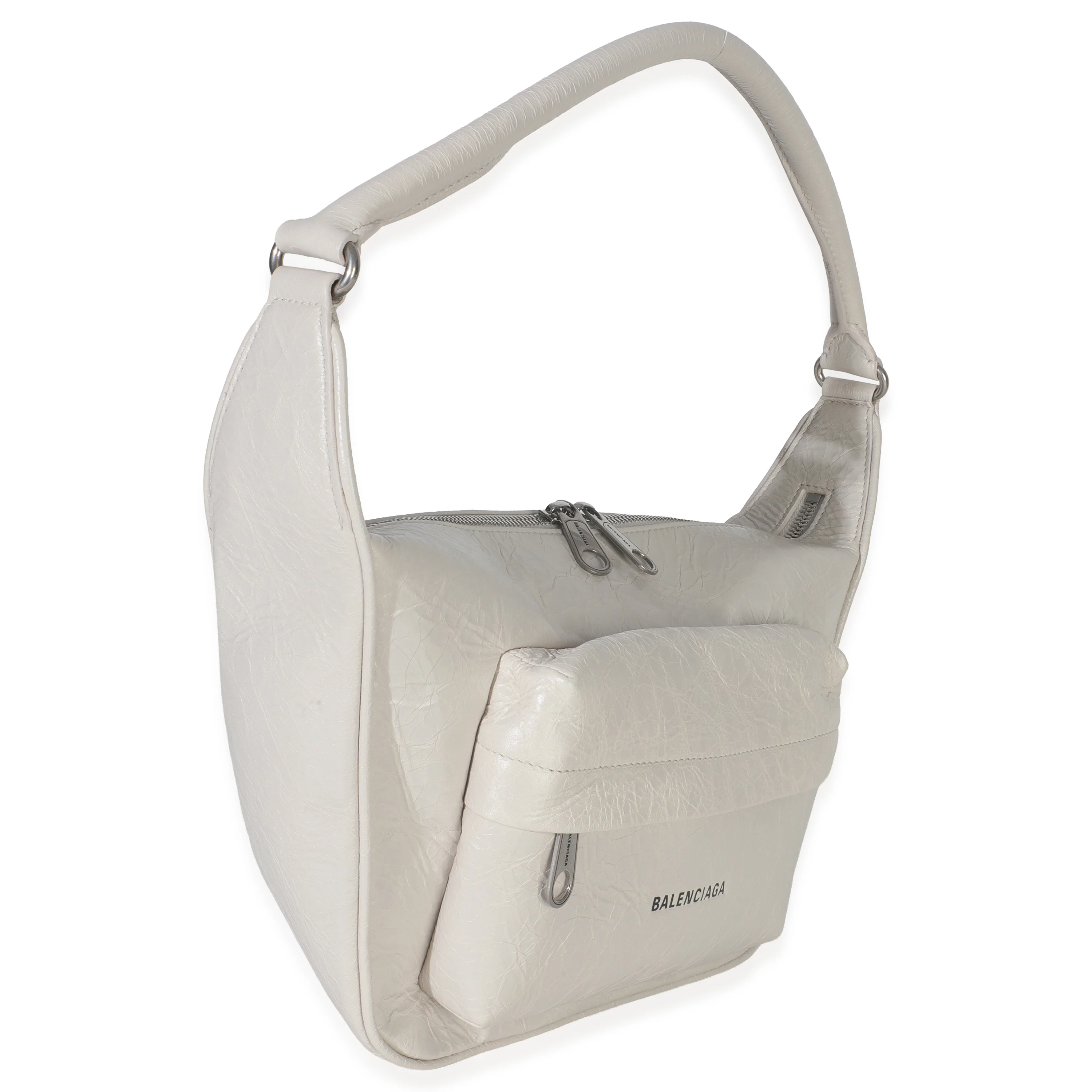 White Distressed Calfskin Medium Raver Shoulder Bag - Image 3