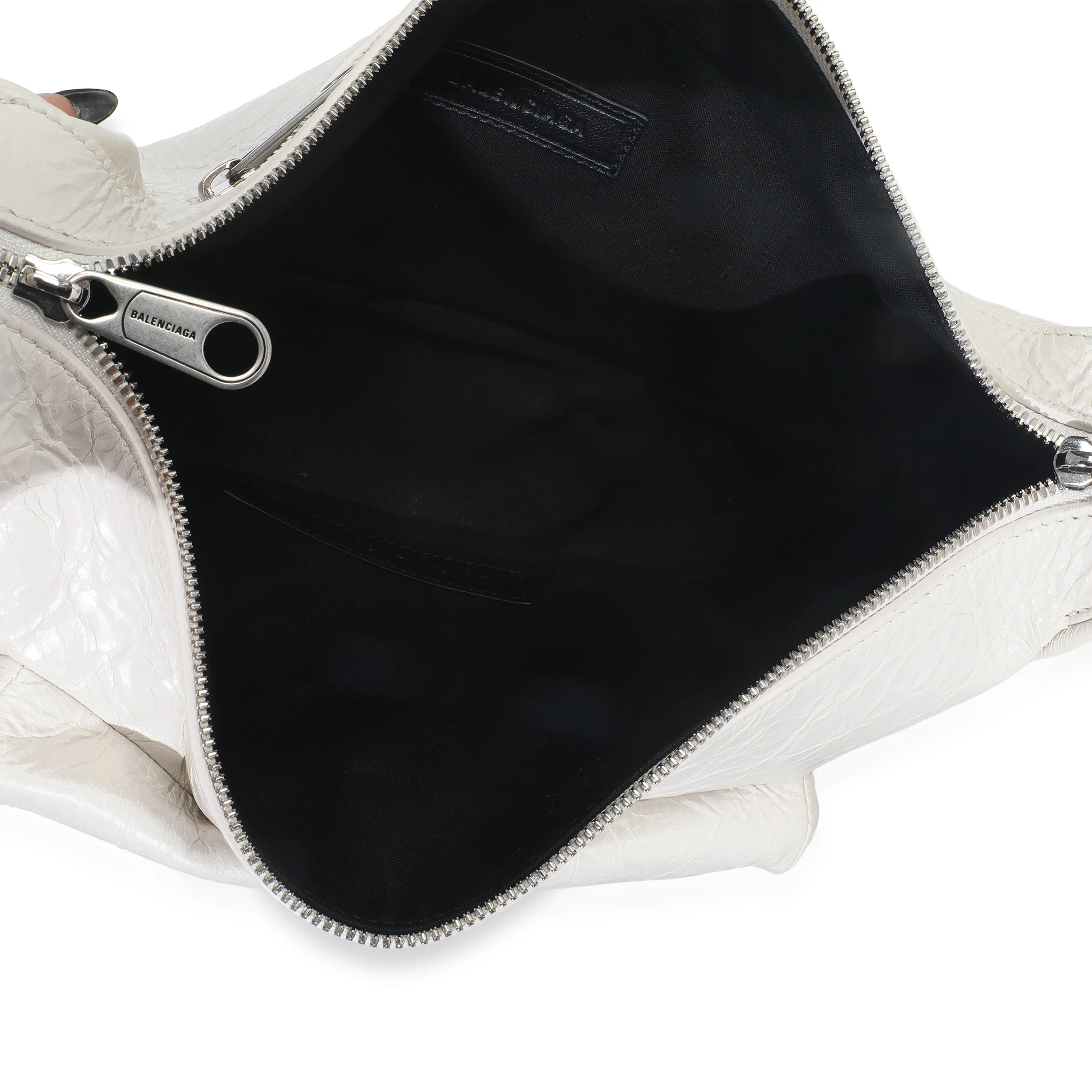 White Distressed Calfskin Medium Raver Shoulder Bag - Image 8