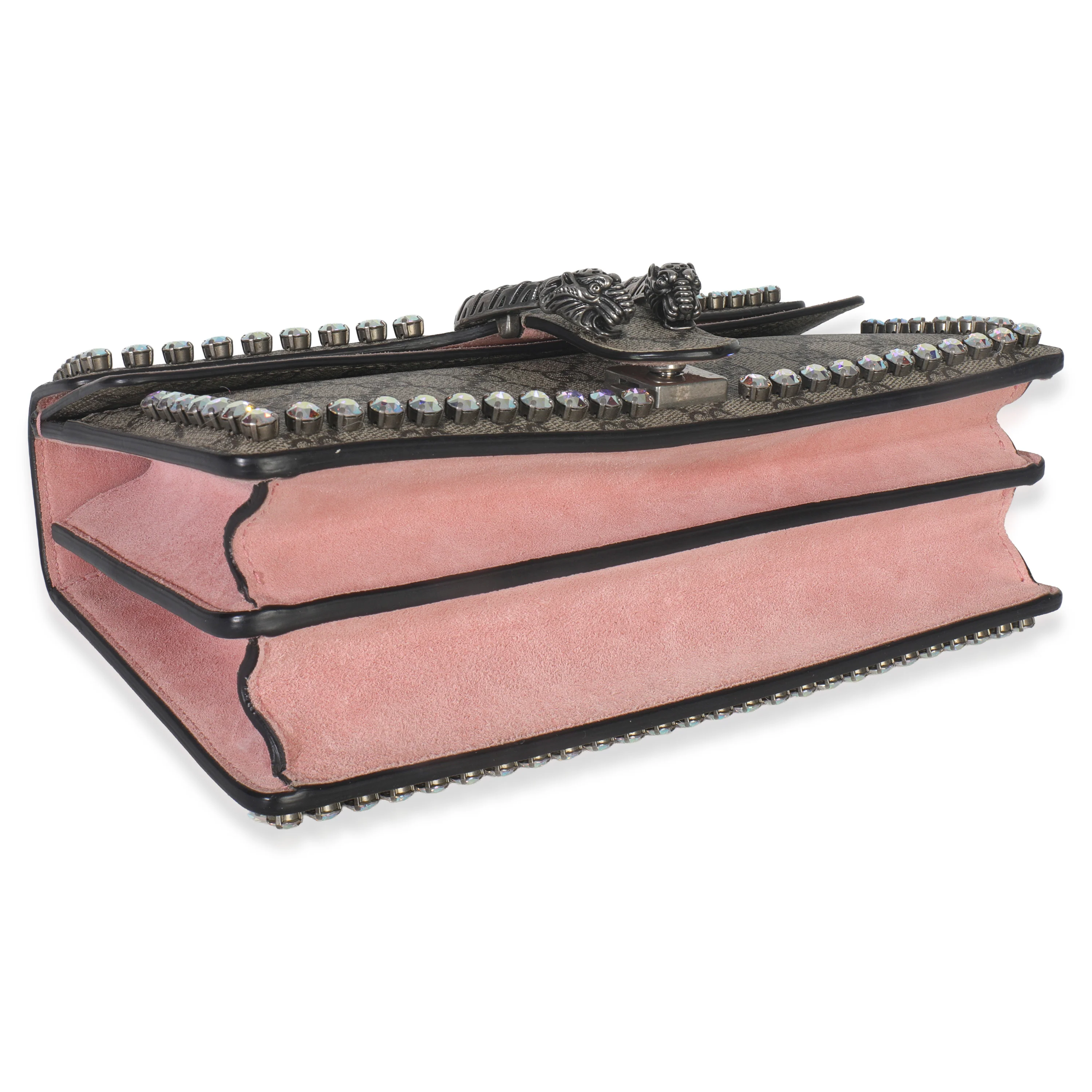 Pink Beige GG Supreme Canvas Crystal Small Dionysus Shoulder Bag - Image 7