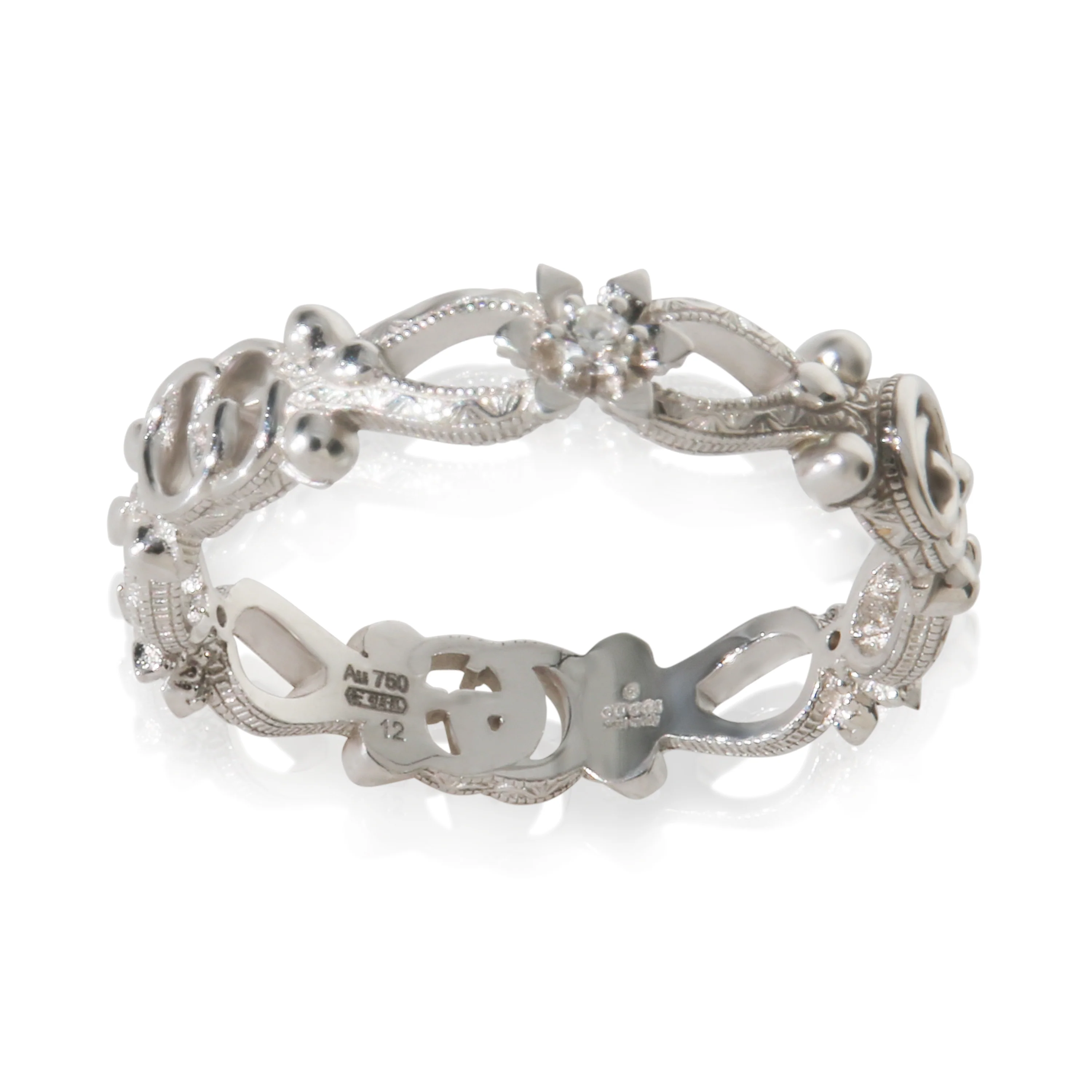 White Gold Diamond Flora Double G & Flower Ring - Image 4