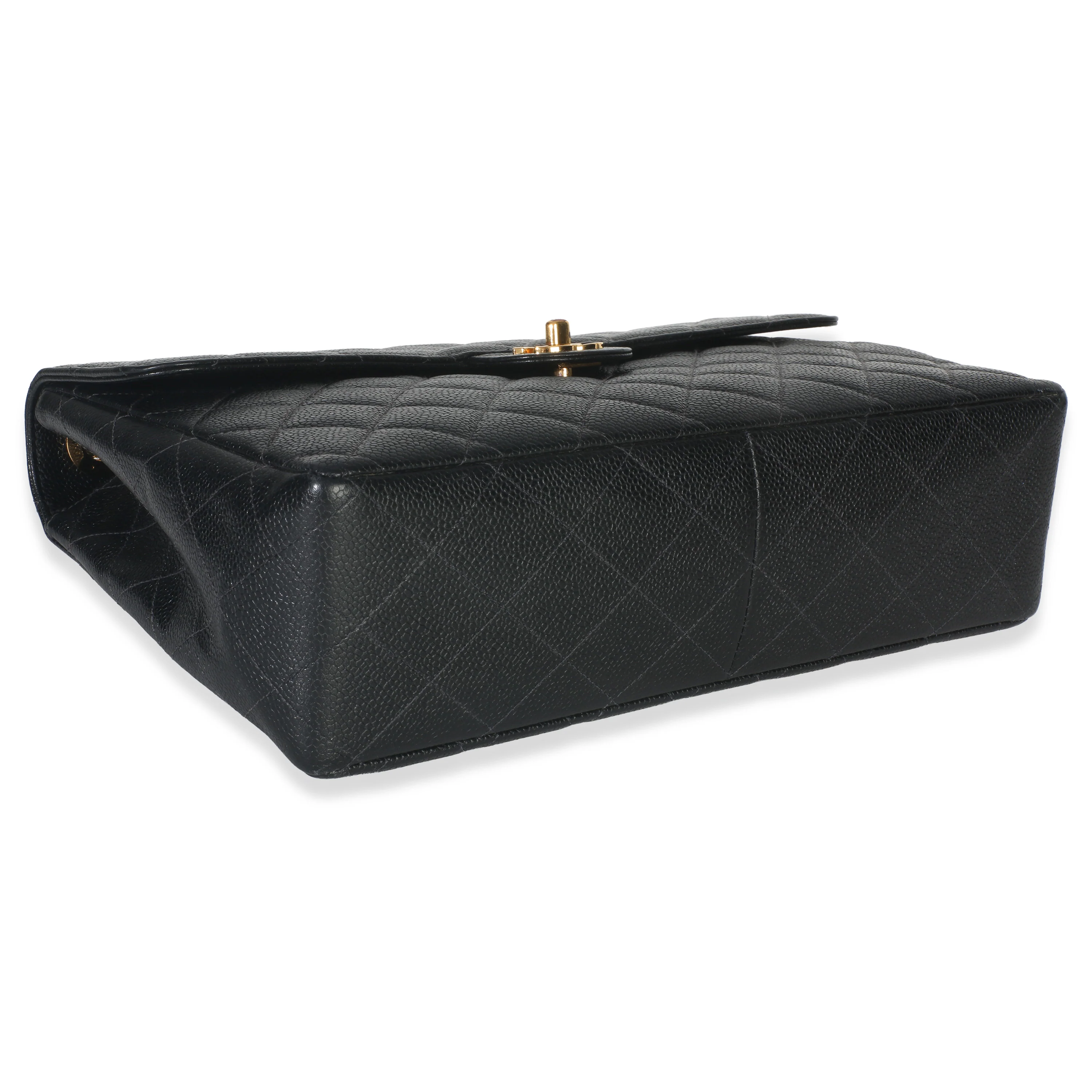 Vintage 24K Black Quilted Caviar Jumbo Single Flap Bag - Image 6