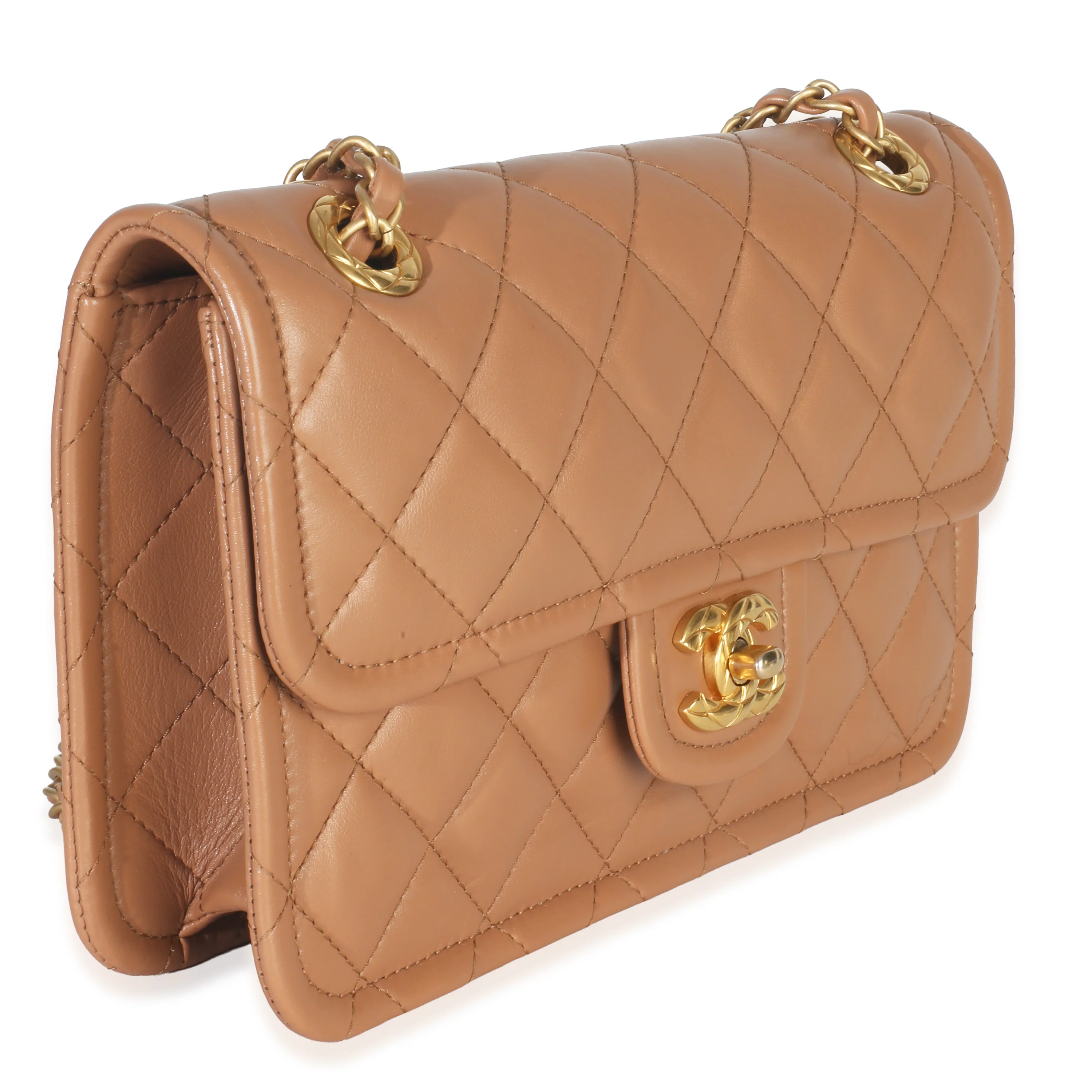 Tan Quilted Calfskin CC Flap Bag - Image 3