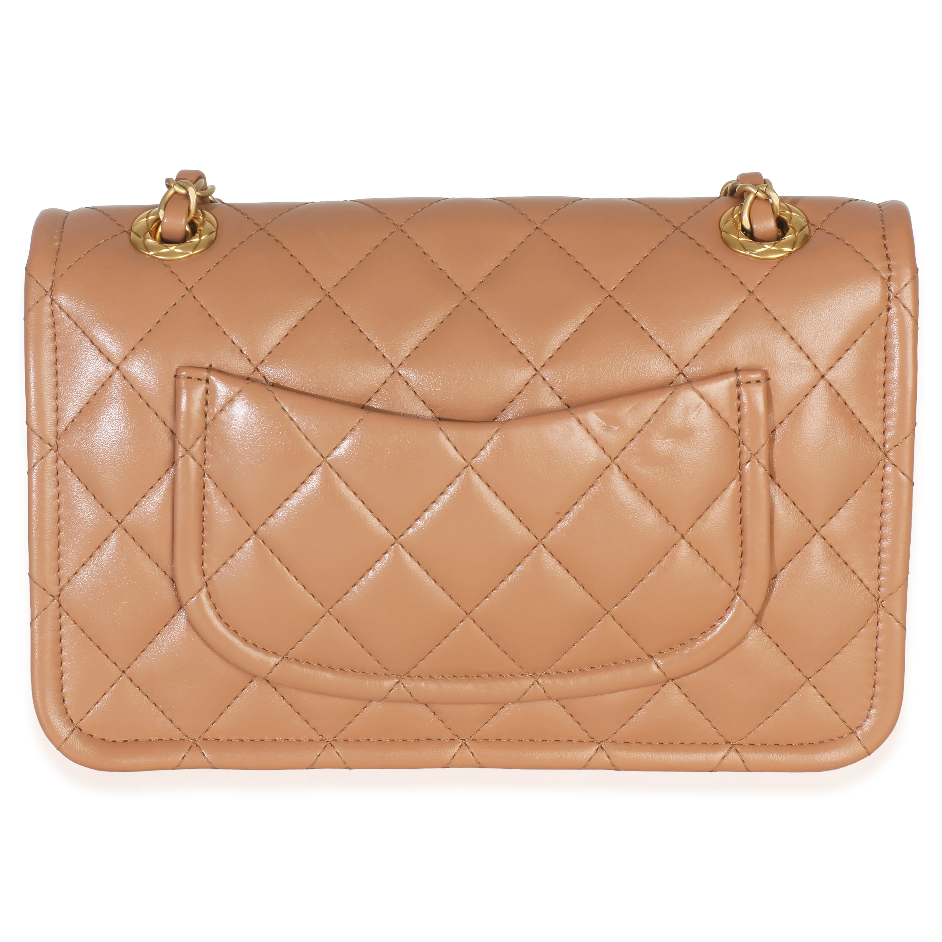 Tan Quilted Calfskin CC Flap Bag - Image 4