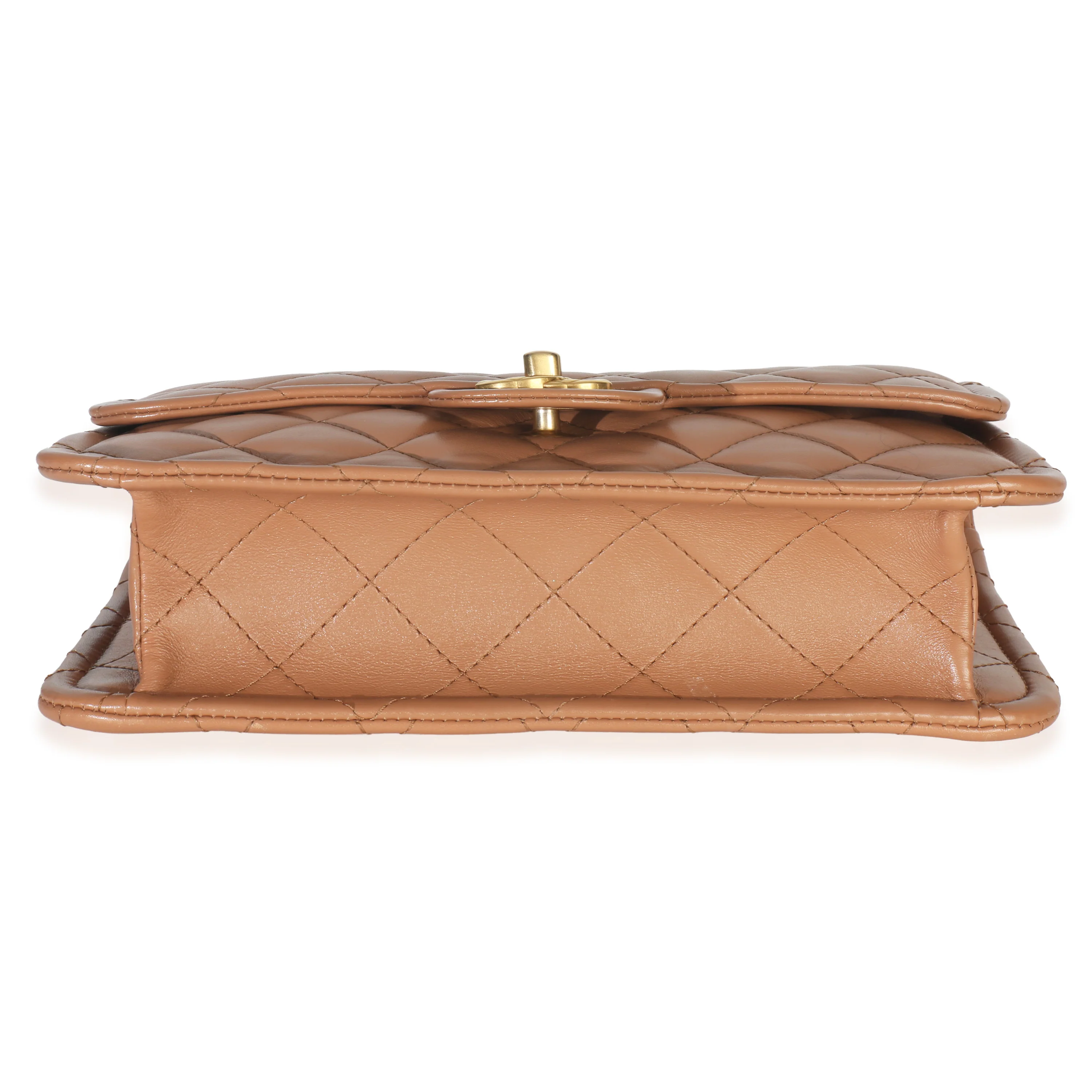 Tan Quilted Calfskin CC Flap Bag - Image 5