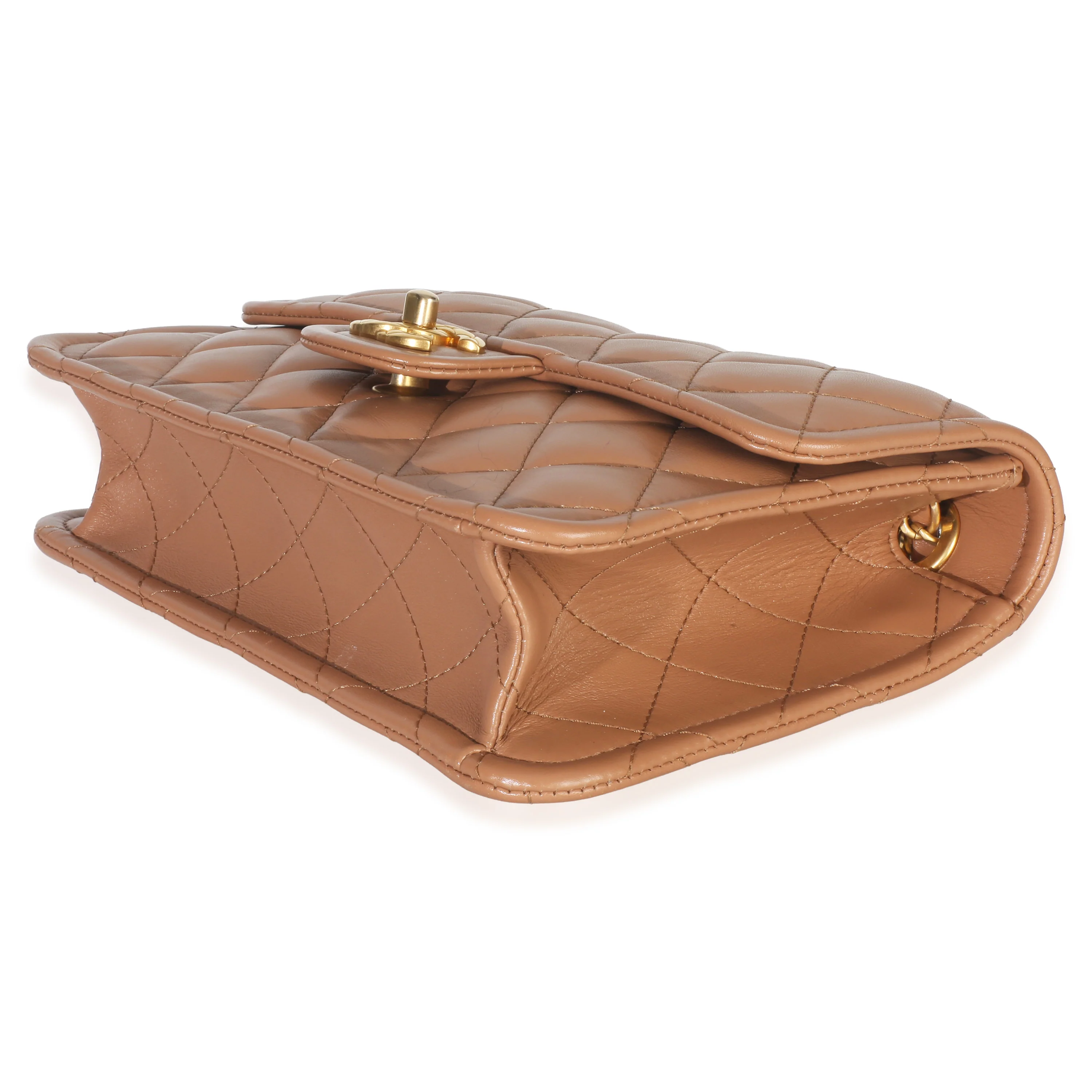 Tan Quilted Calfskin CC Flap Bag - Image 6