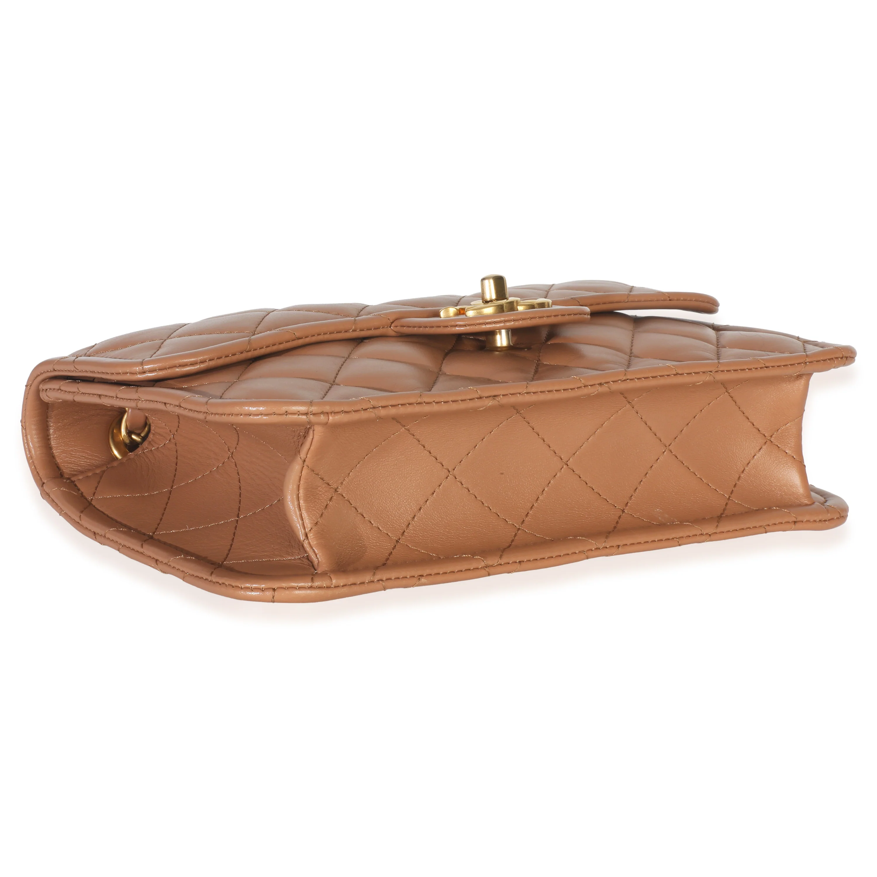 Tan Quilted Calfskin CC Flap Bag - Image 7