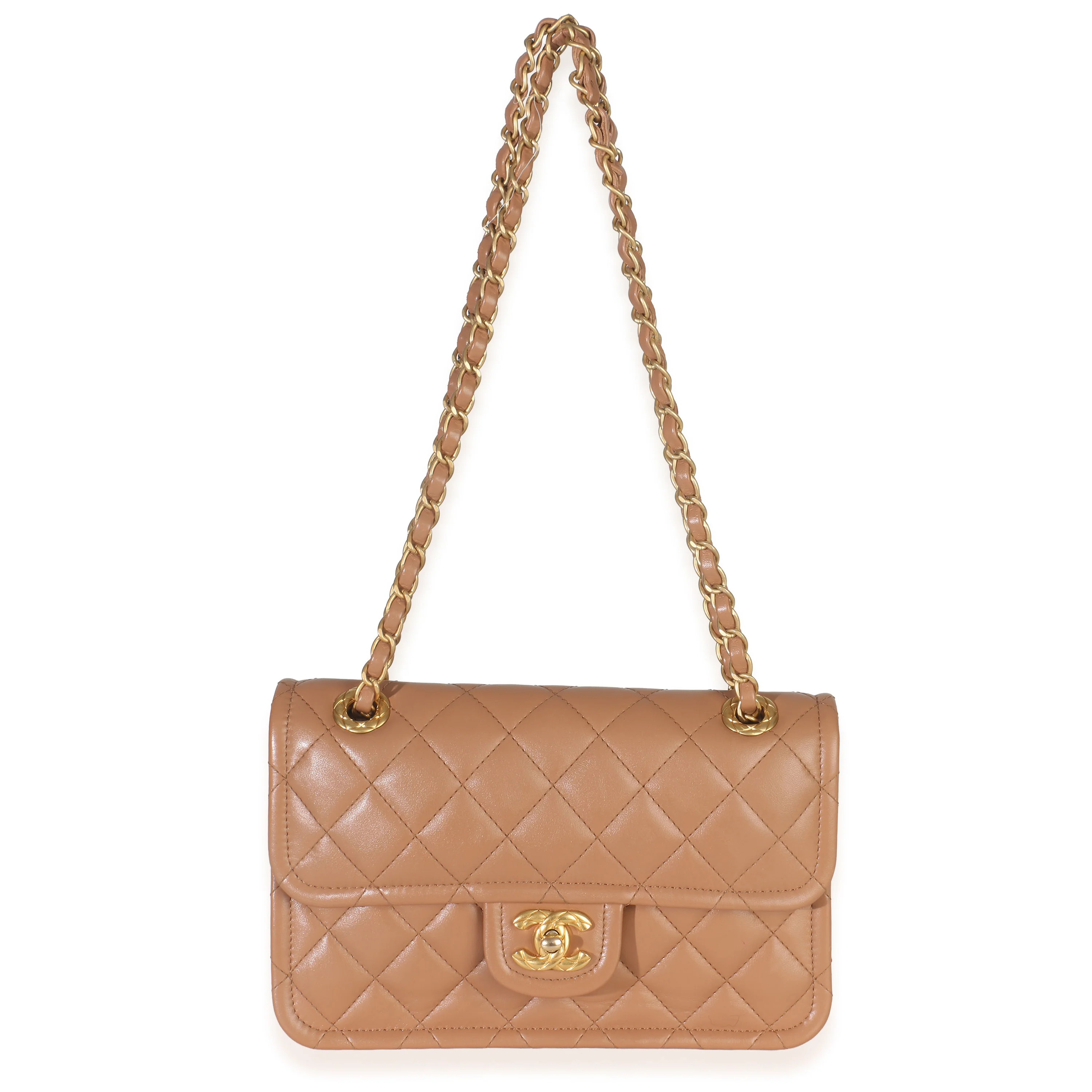 Tan Quilted Calfskin CC Flap Bag - Image 8