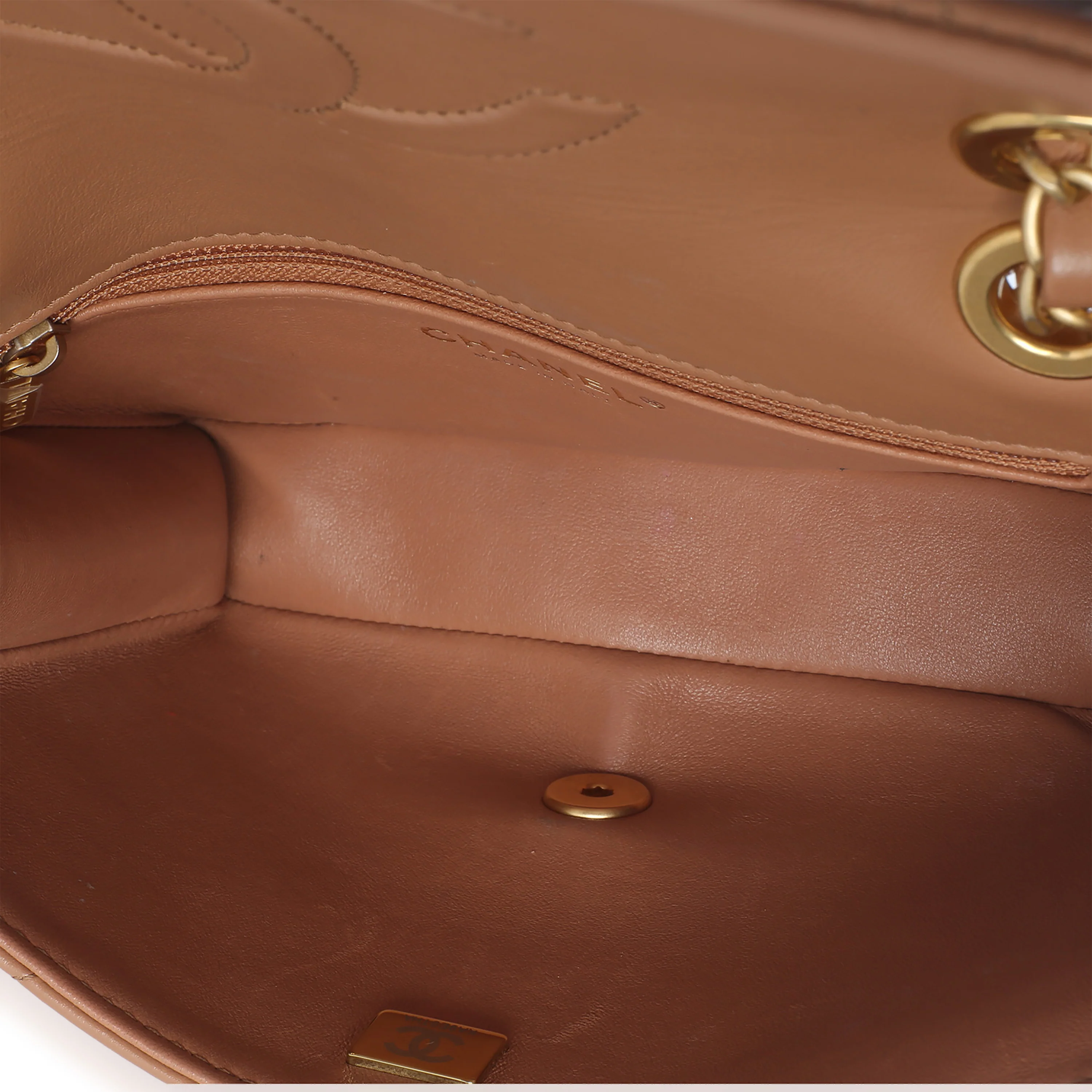 Tan Quilted Calfskin CC Flap Bag - Image 9