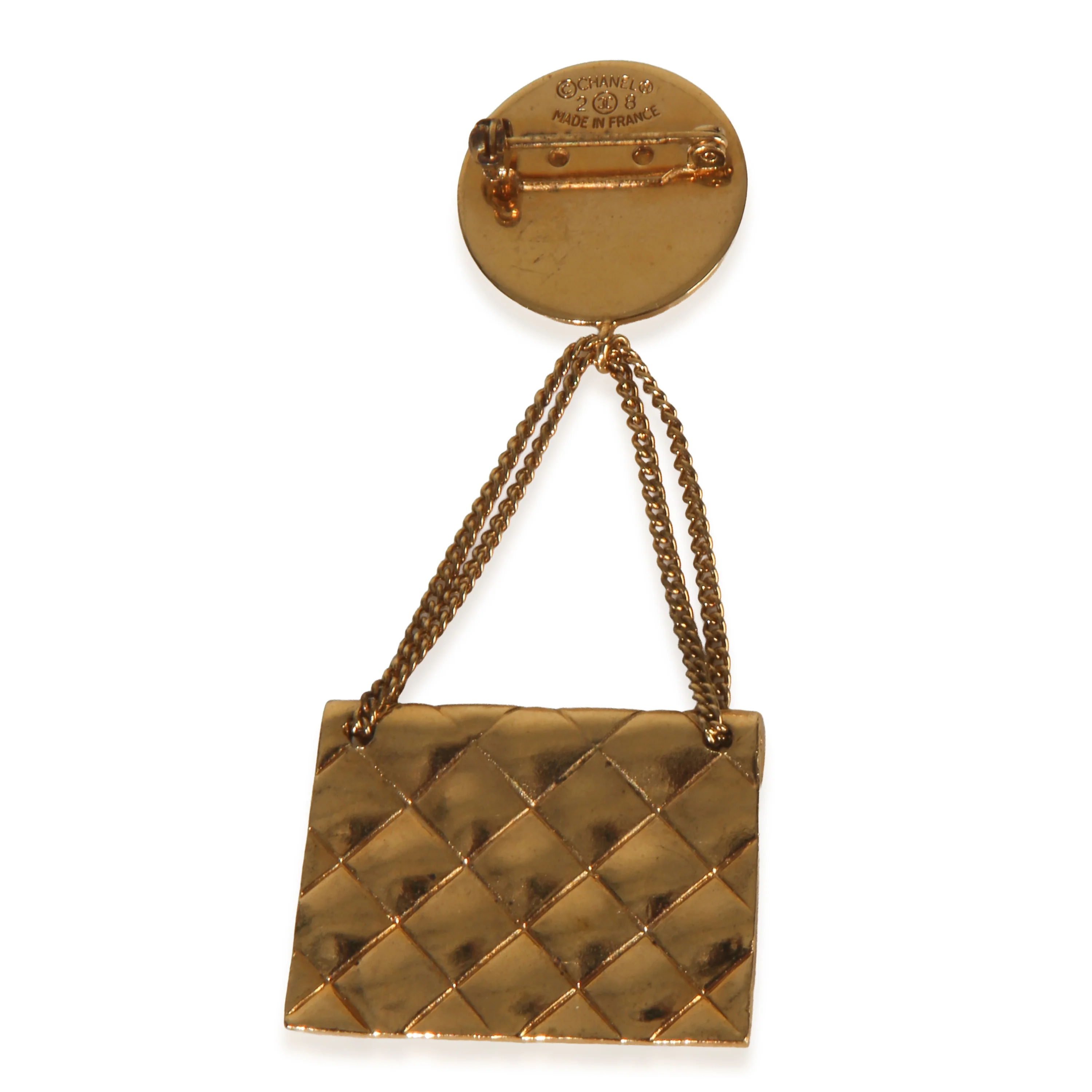 Gold-Plated  Vintage Matelasse Bag Brooch - Image 3