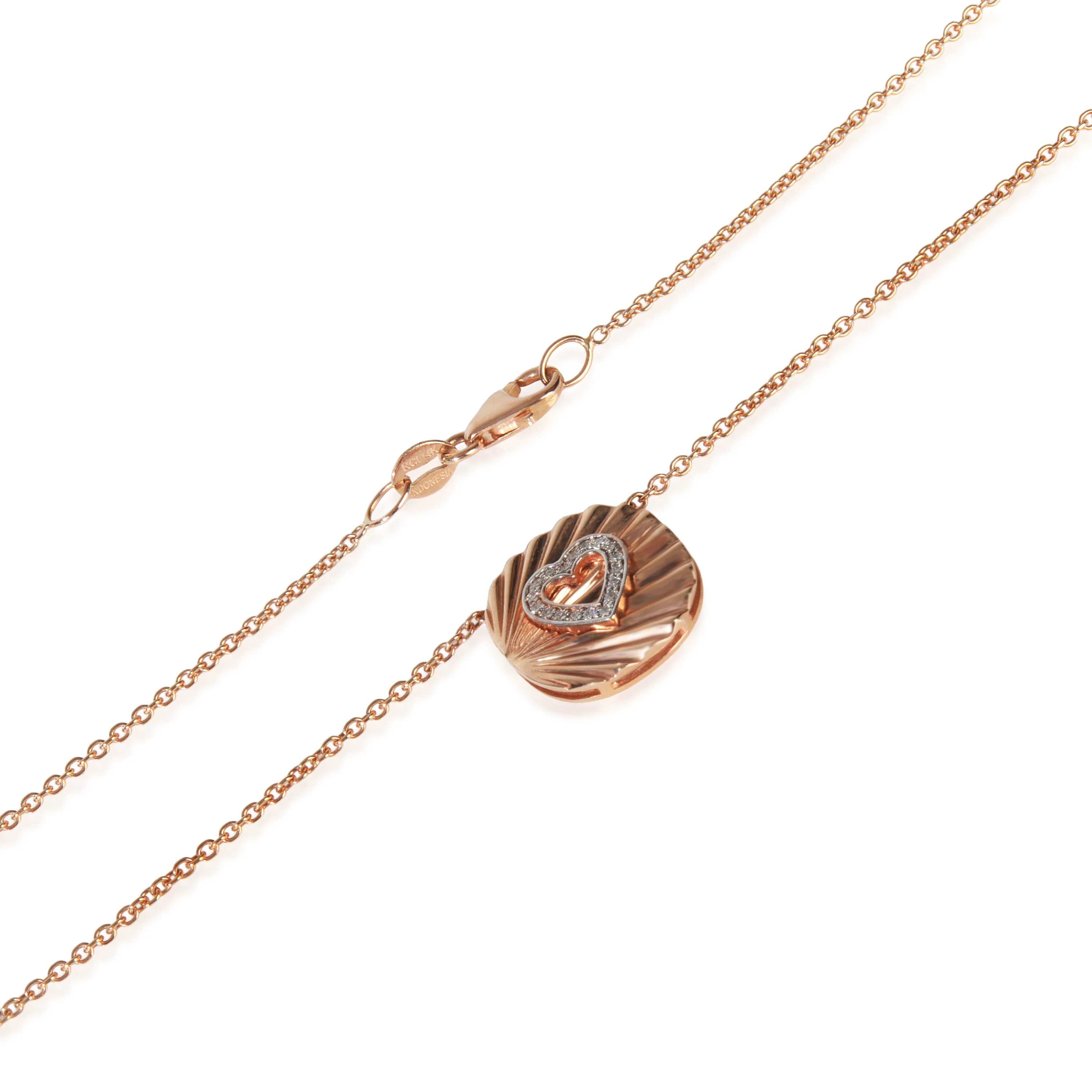 Rose Gold Diamond Oval Disc With Heart Pendant - Image 3