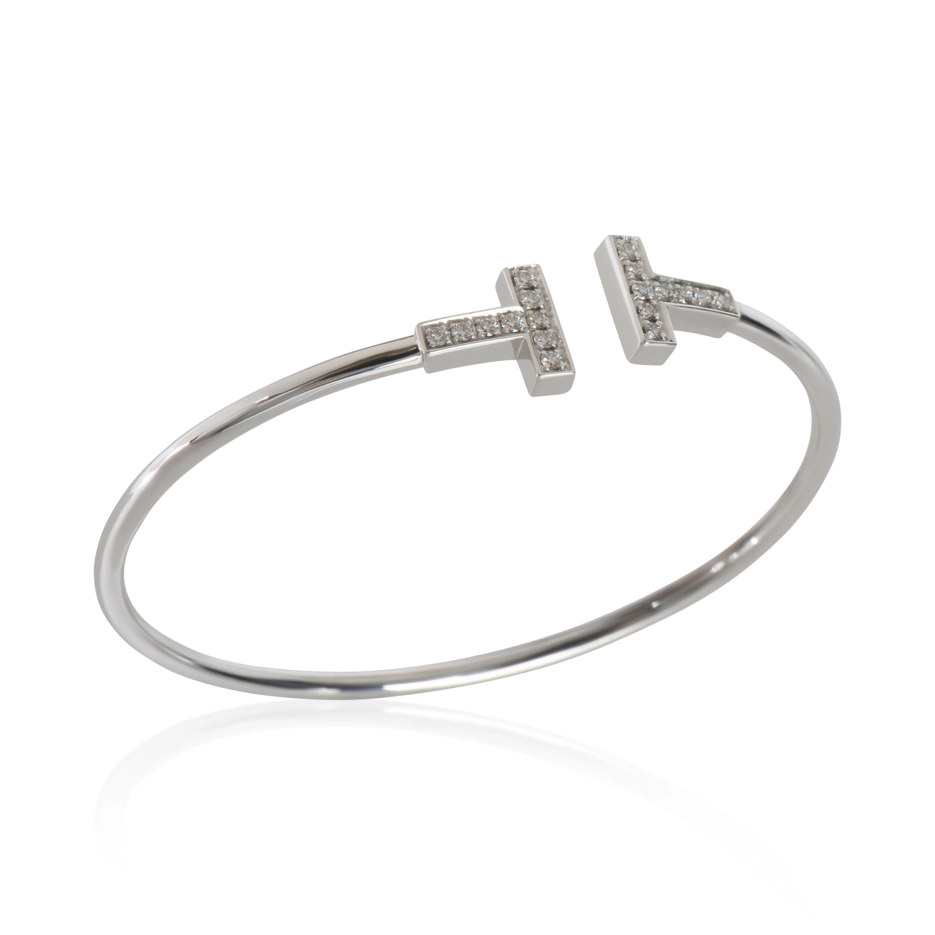 White Gold Diamond Tiffany T Wire Bracelet - Image 4