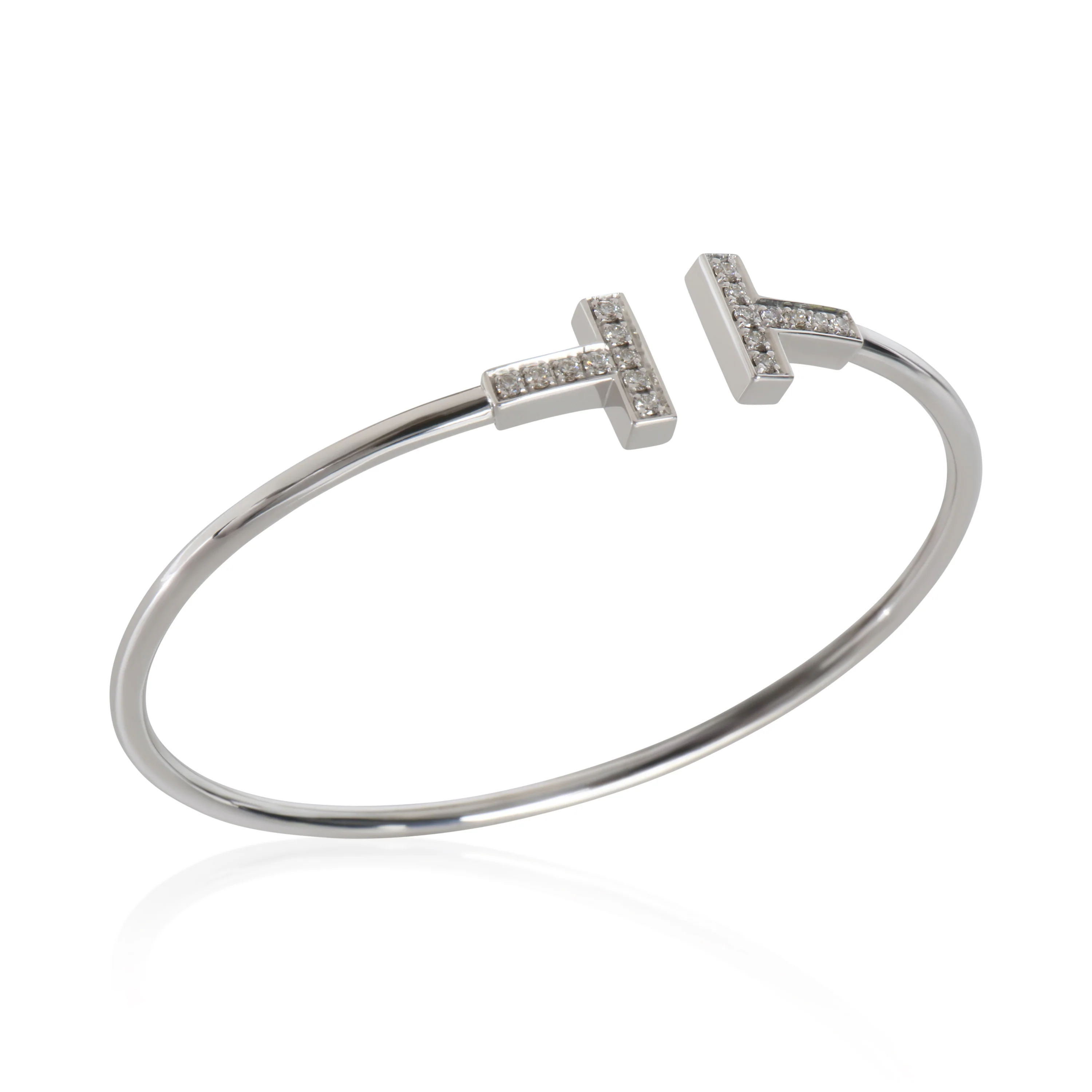 White Gold Diamond Tiffany T Wire Bracelet - Image 6