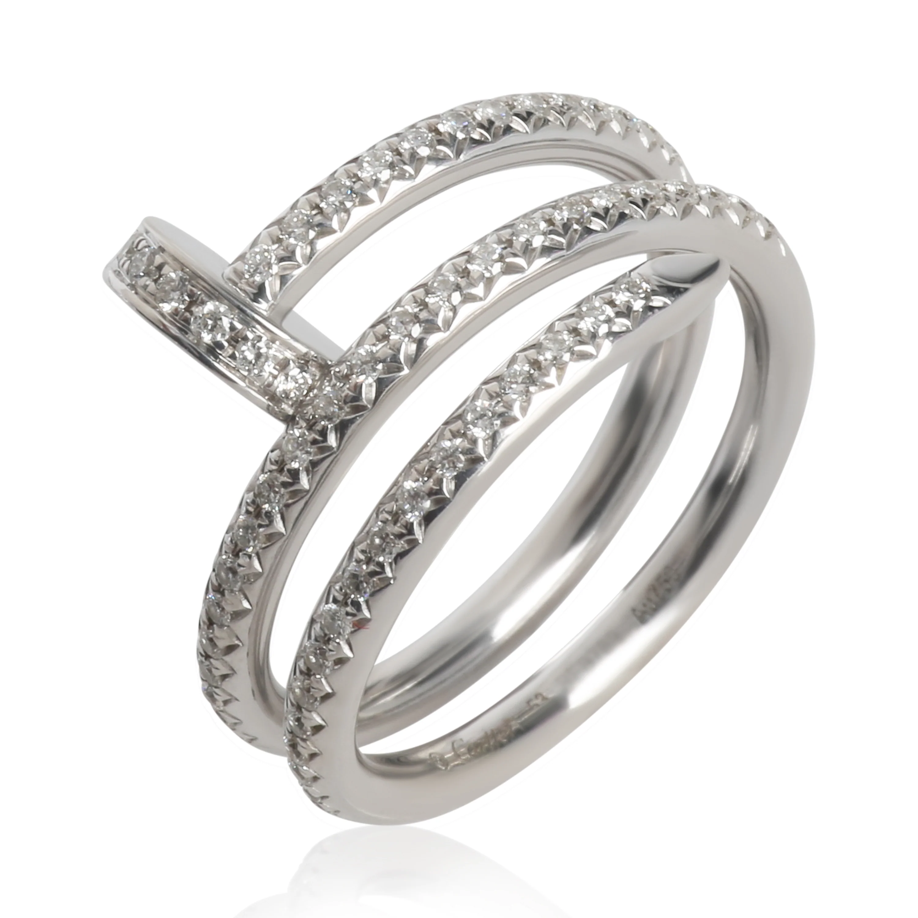 White Gold Diamond Double Juste Un Clou Ring - Image 4