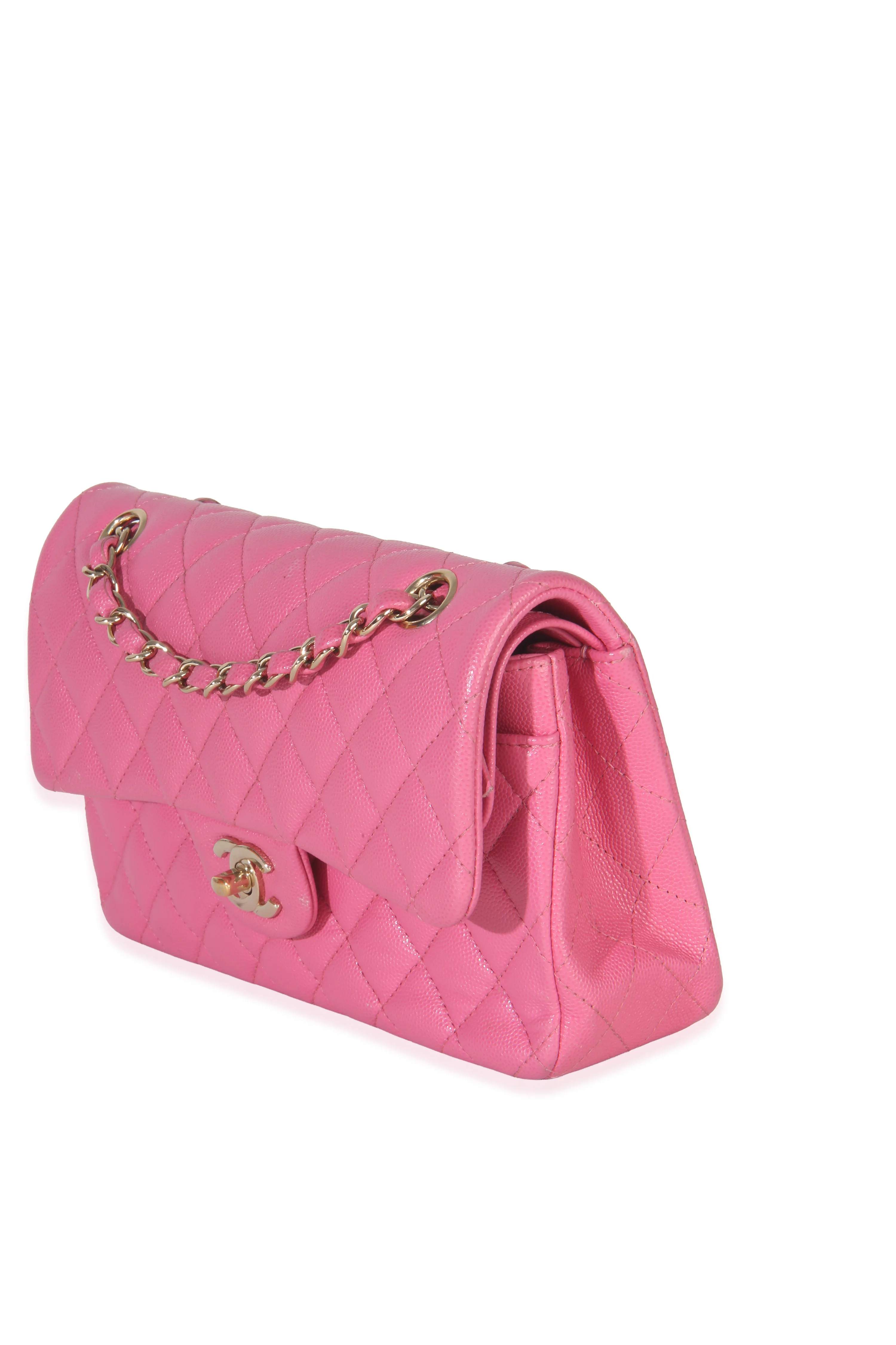 22P Pink Quilted Caviar Small Classic Double Flap Bag - Image 3