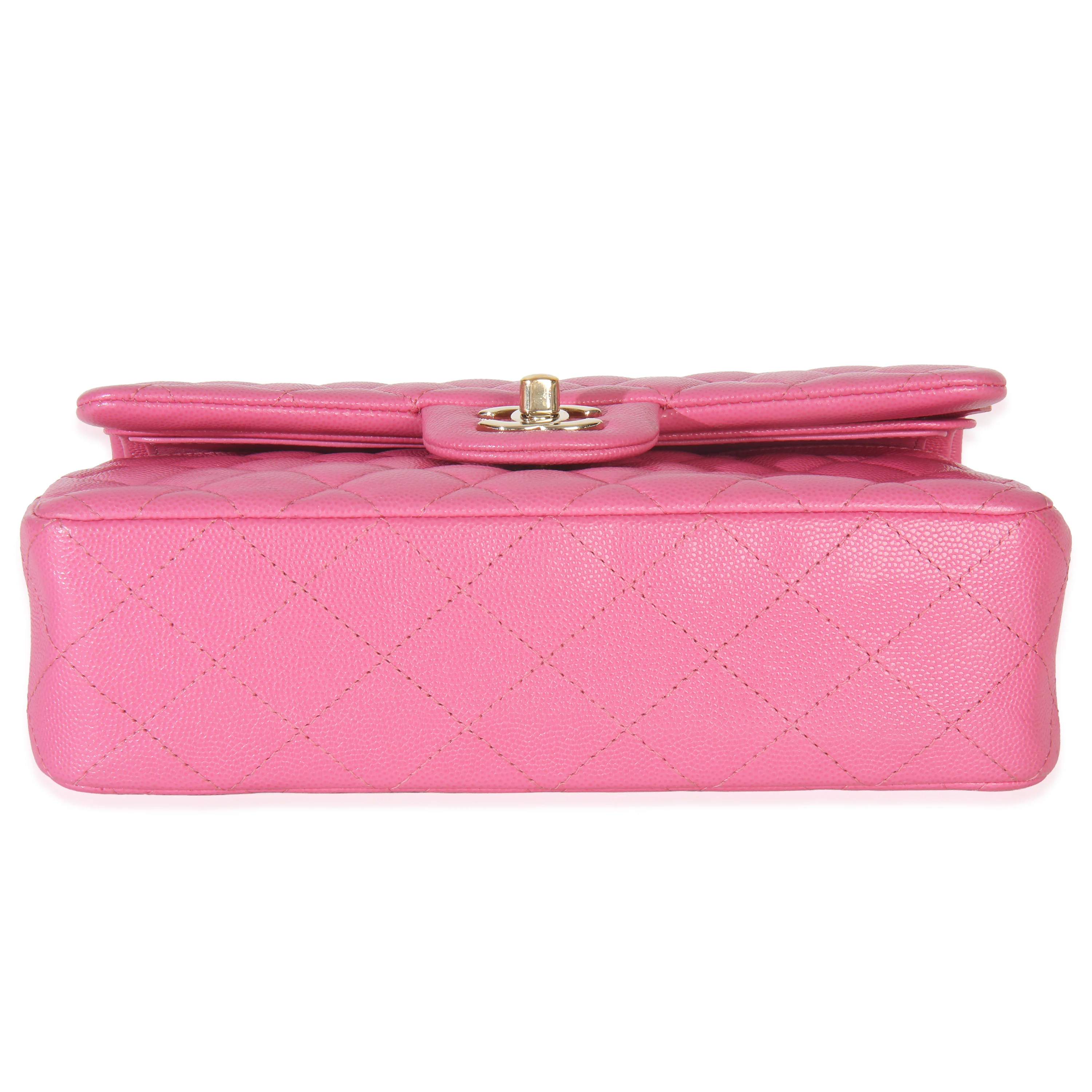 22P Pink Quilted Caviar Small Classic Double Flap Bag - Image 7