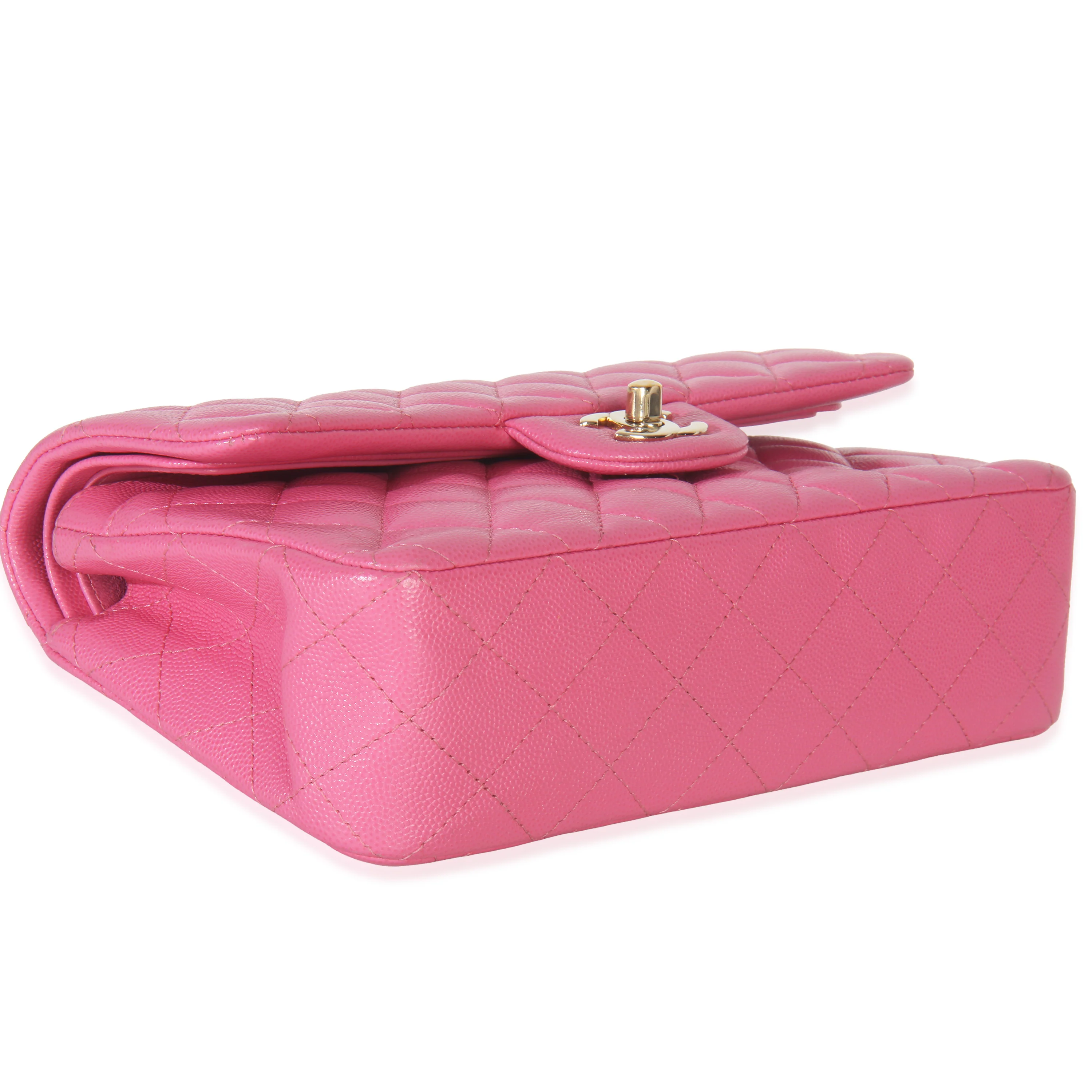 22P Pink Quilted Caviar Small Classic Double Flap Bag - Image 8