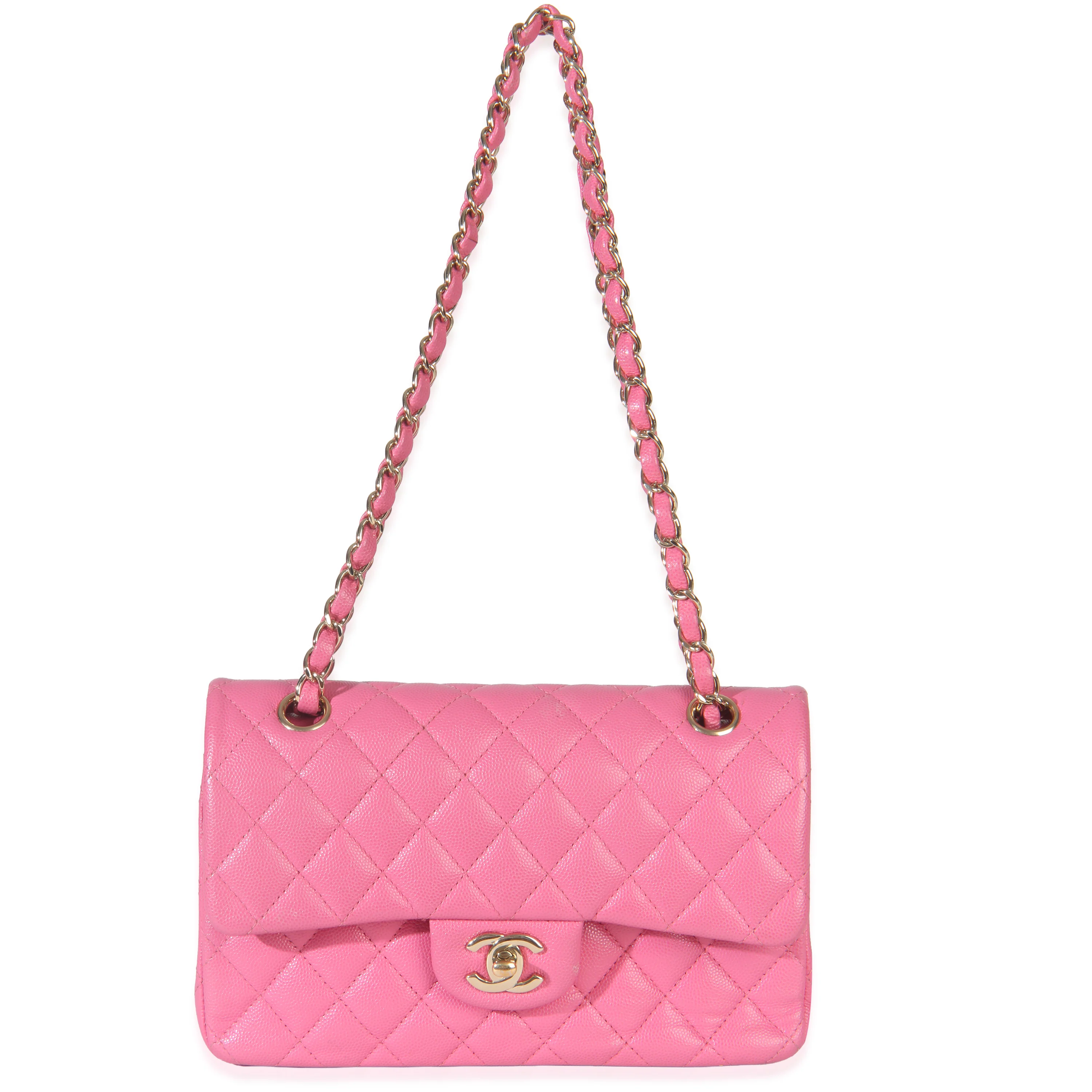 22P Pink Quilted Caviar Small Classic Double Flap Bag - Image 9